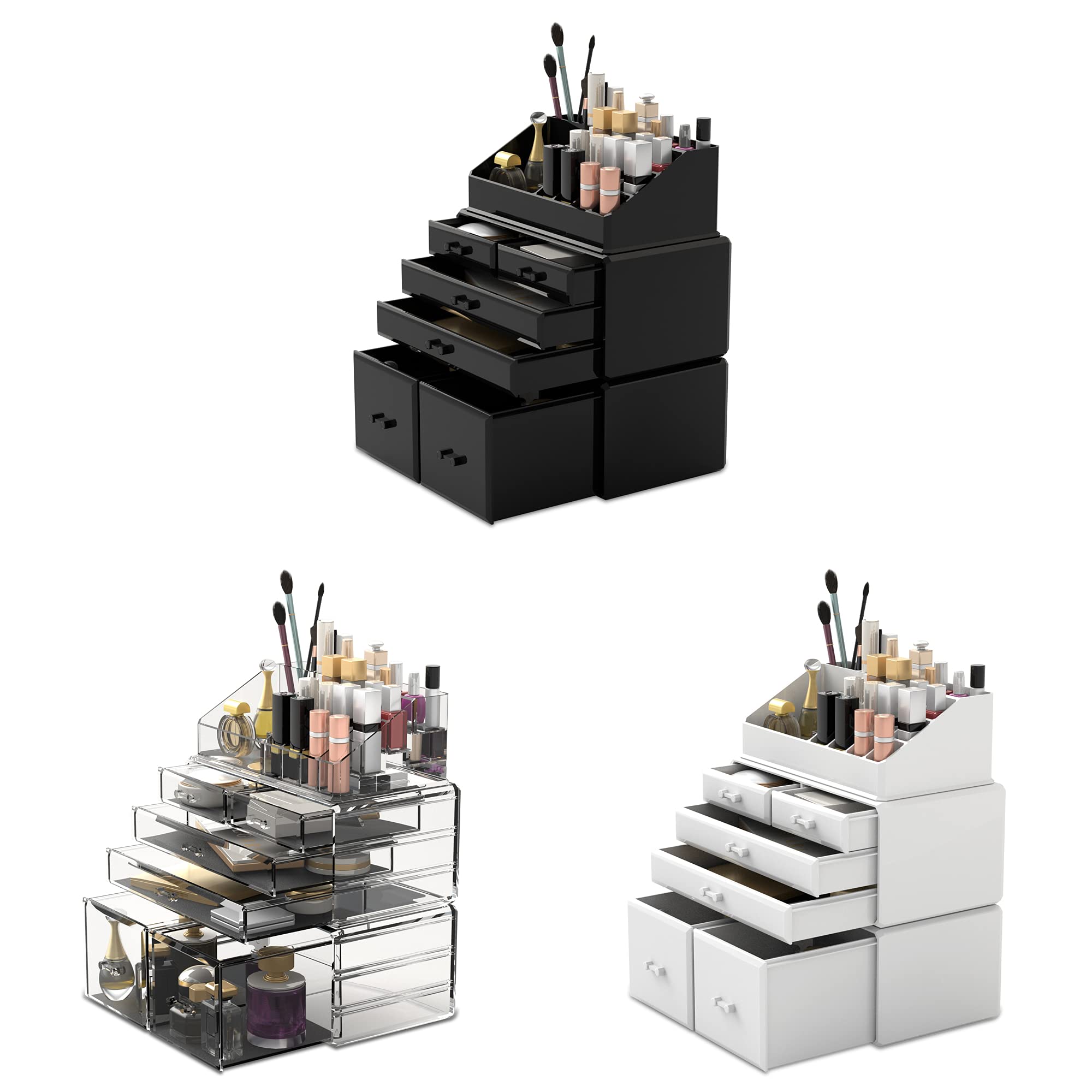 READAEER Acrylic Makeup Cosmetic Organiser Storage Drawers Display Case with 4 Compartments 8