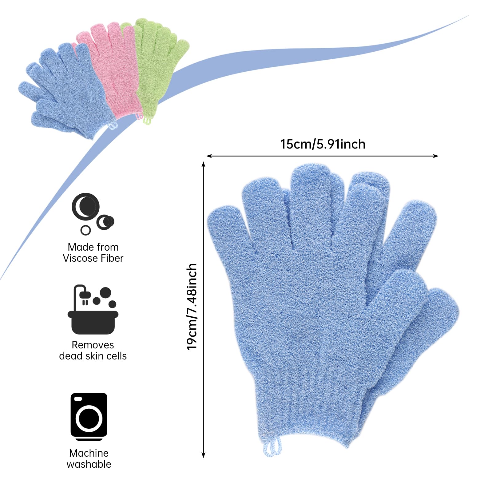 Lafefe Peelinghandschuhe, 6er-Packung Bade- und Körperpeelinghandschuhe, Bambus-Duschhandschuhe