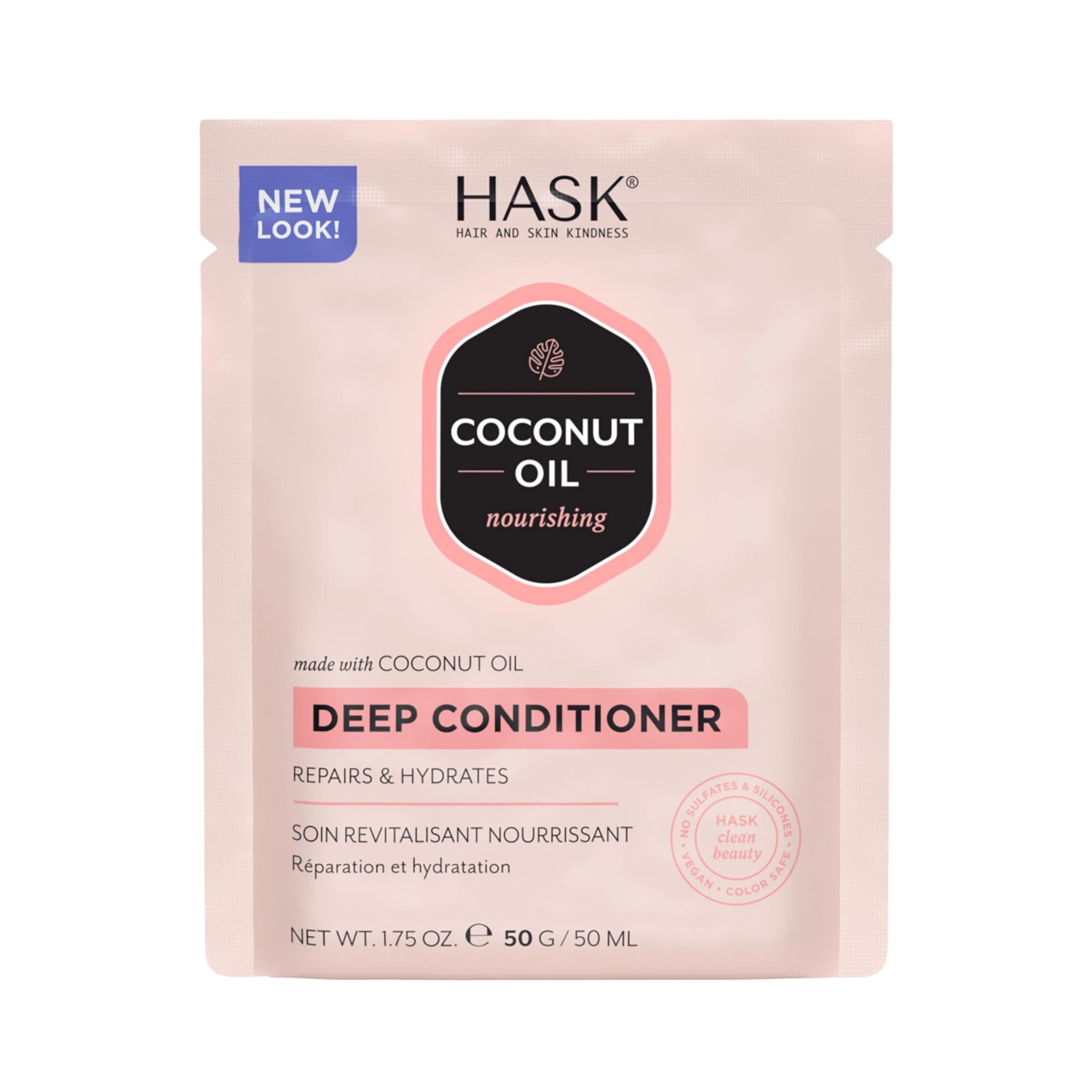 HASK Coconut Monoi Deep Conditioner Hair Mask - Nourishing, Color Safe, 1 x 50g Packette