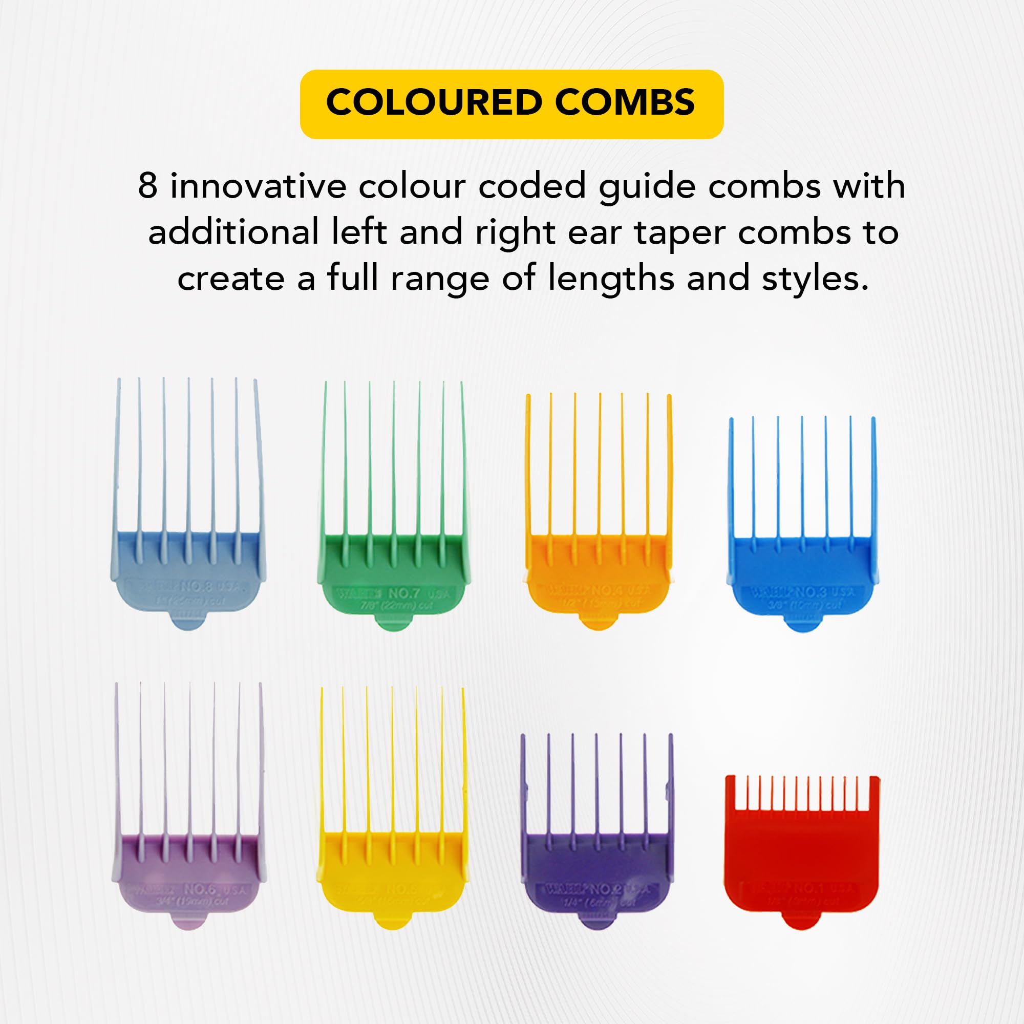Wahl Colour Pro Cordless Clipper Haircutting Kit with 12 Coloured Guide Combs 7