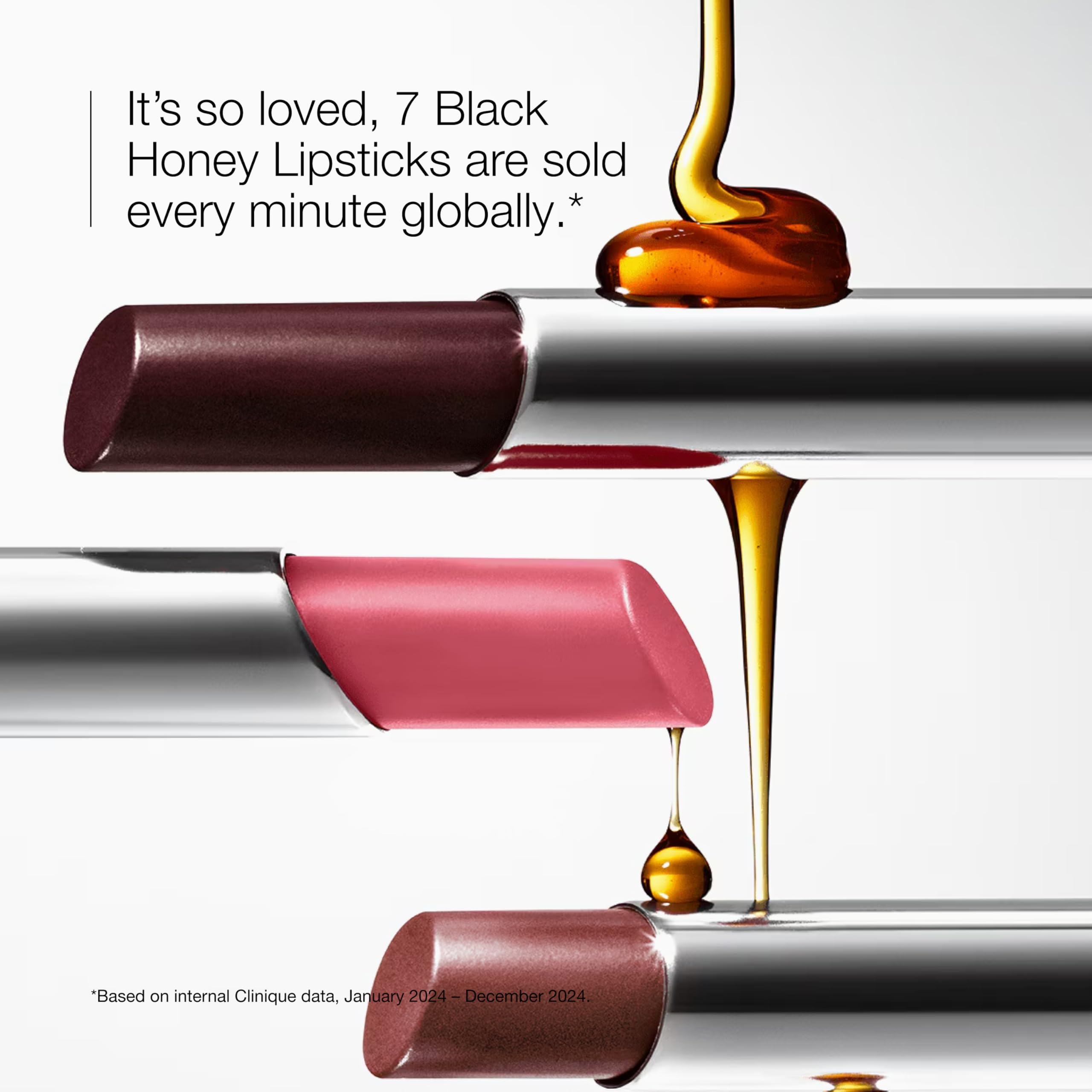 Clinique Almost Lipstick in Iconic Shades: Black Honey, Pink Honey, and Nude