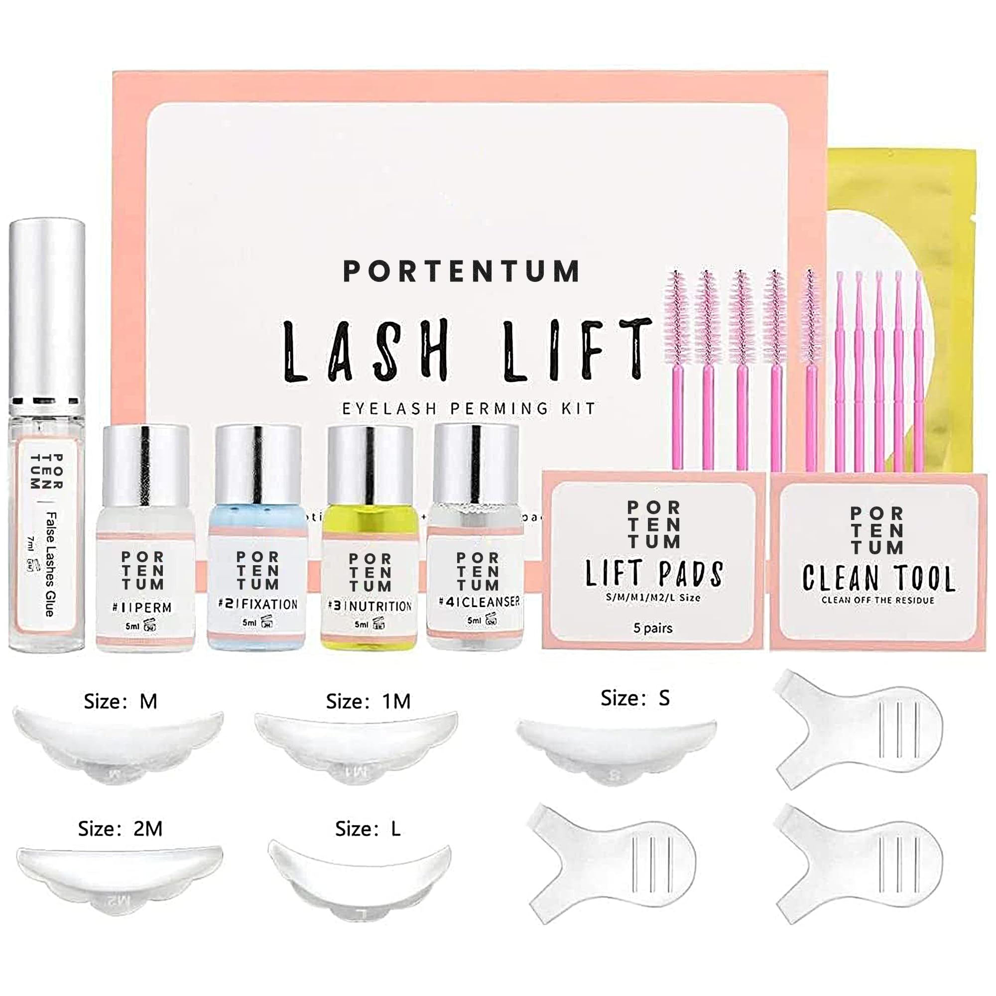 PORTENTUM 2024 Updated Eyelash Lift Kit for Professional Semi-Permanent Curls