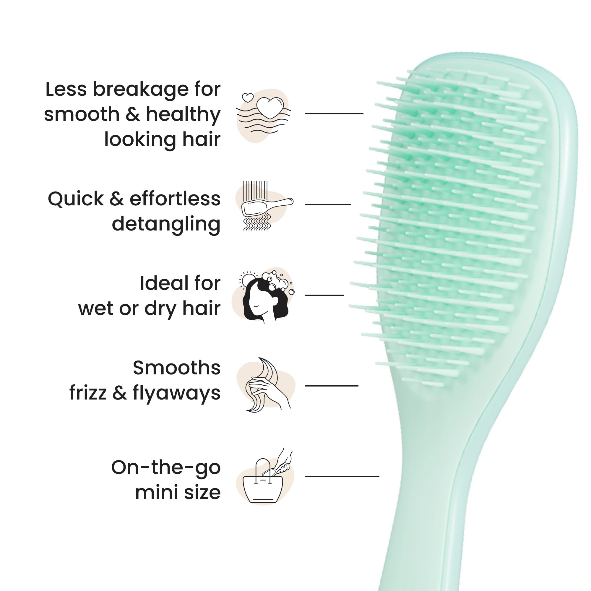 Tangle Teezer Mini Ultimate Detangler for Fine & Fragile Hair - Jade Lagoon Travel Brush 4