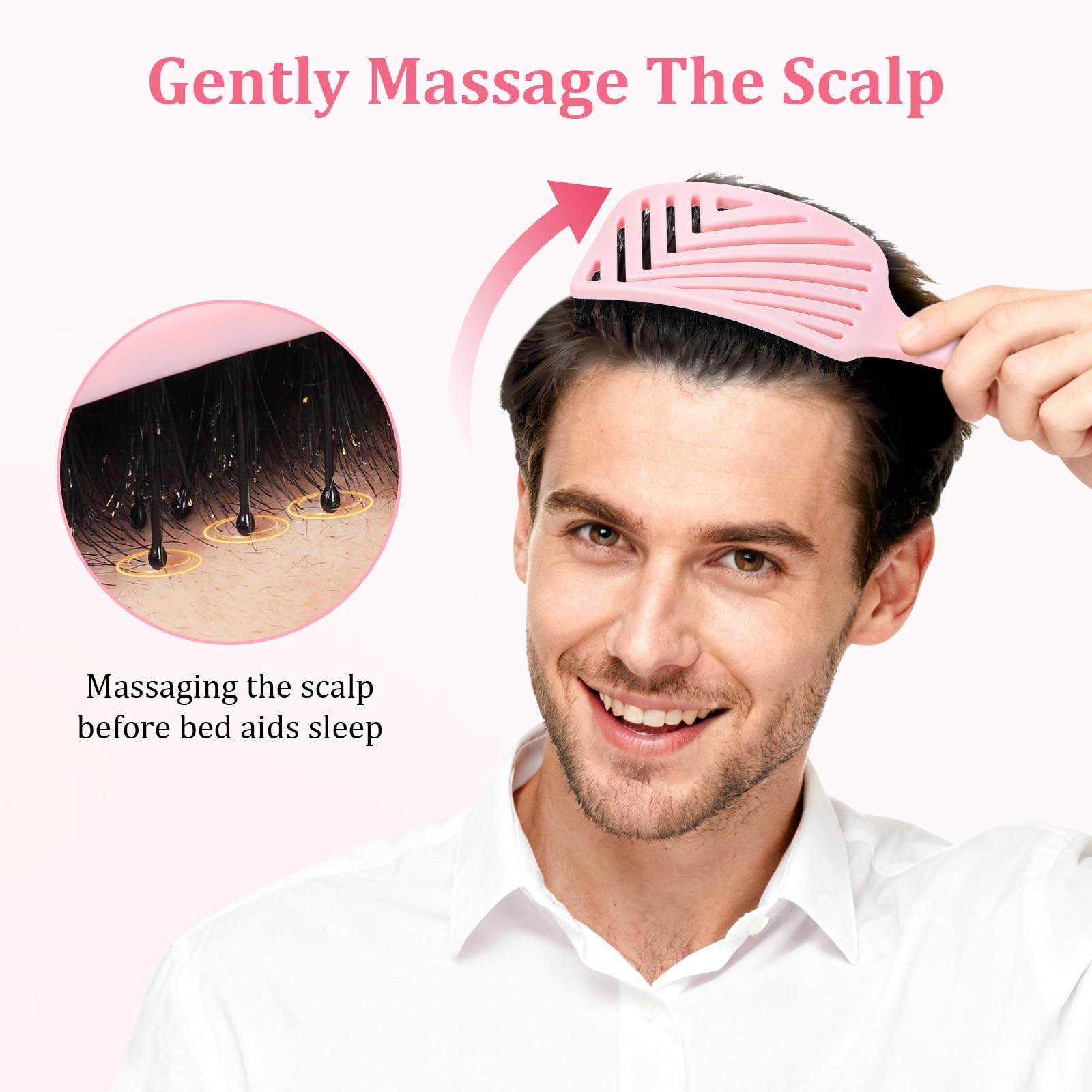 Euqvunn Dual-Bristle Hair Brush with Boar Bristles for Detangling, Shine, and Scalp Massage 5