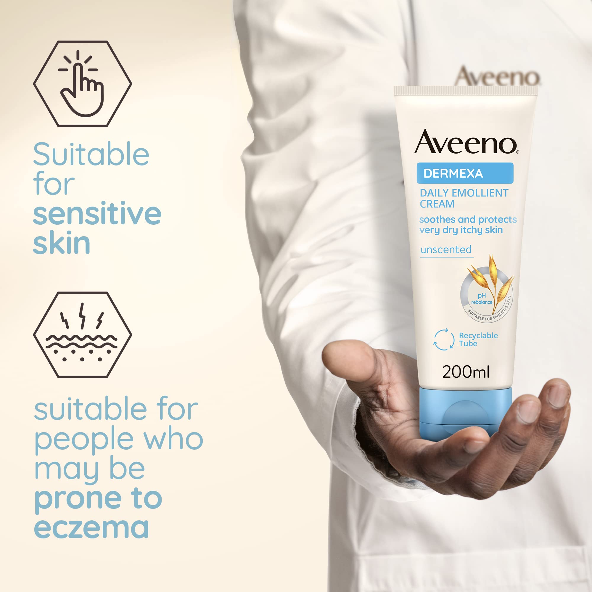 Aveeno Dermexa Daily Emollient Cream for Very Dry Itchy Skin, 200 ml 4