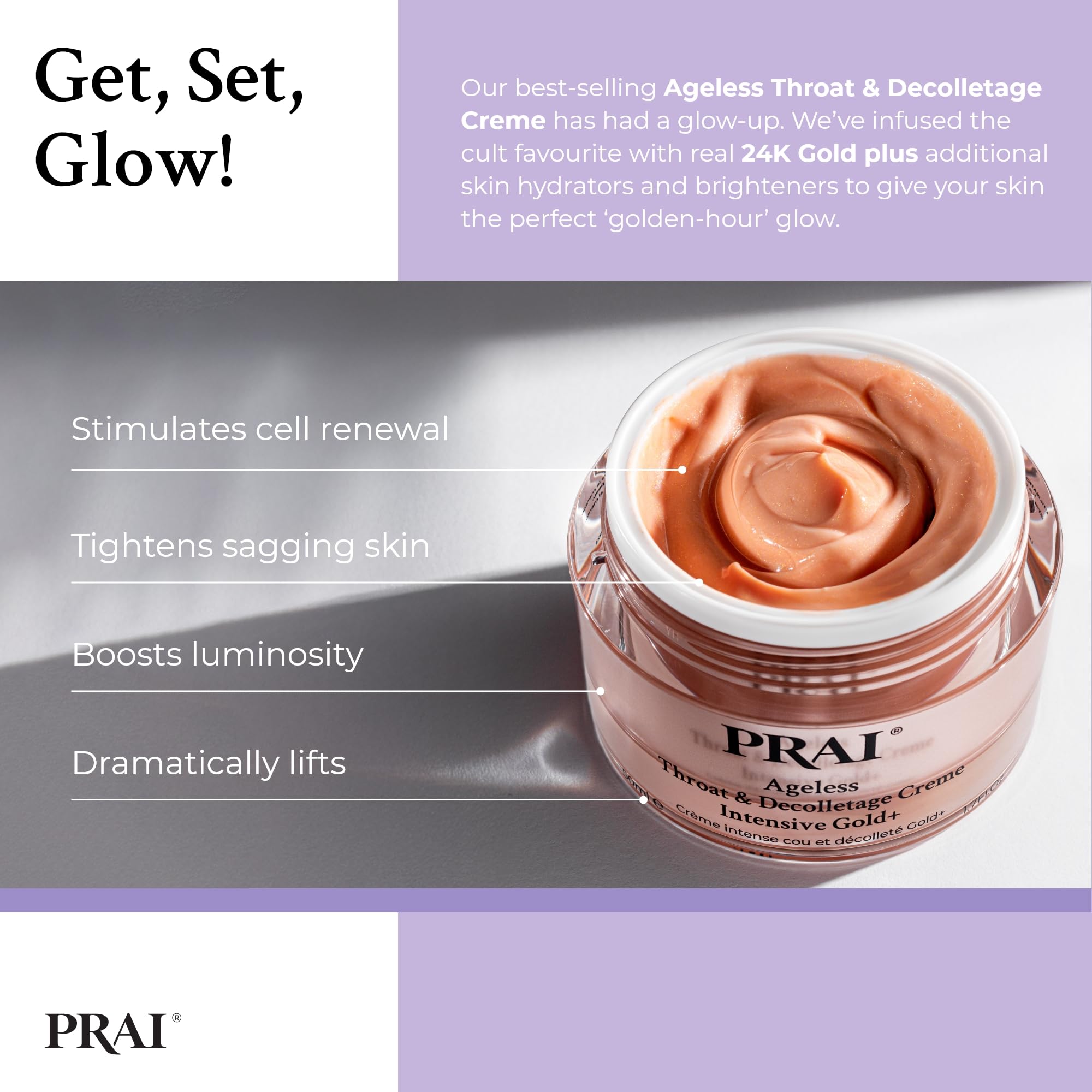PRAI Ageless Throat & Decolletage Intensive Gold Creme with 24K Gold 50ml