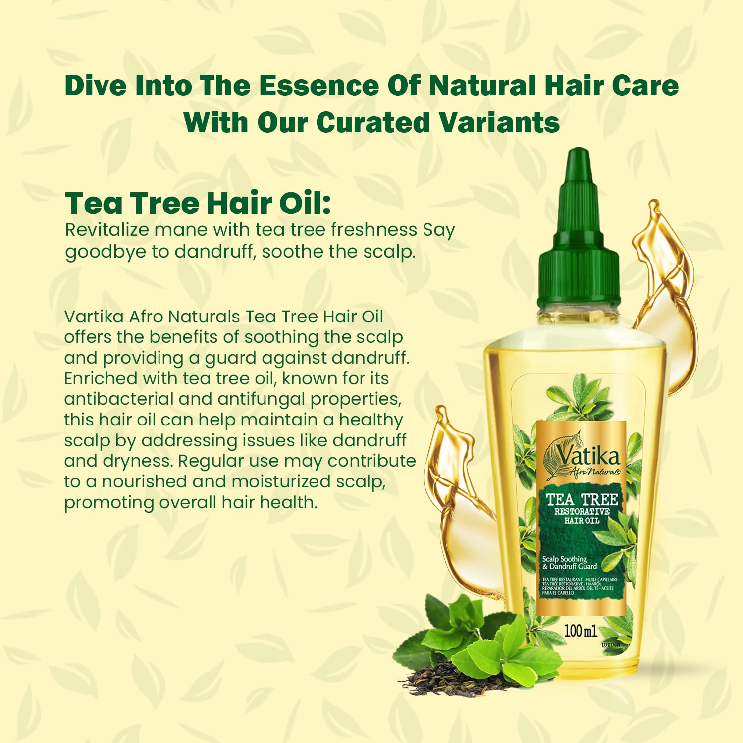 Vatika Afro Naturals Tea Tree Hair Oil 100 ml | Restorative Oil for Soothing Scalp & Dandruff Protection 5