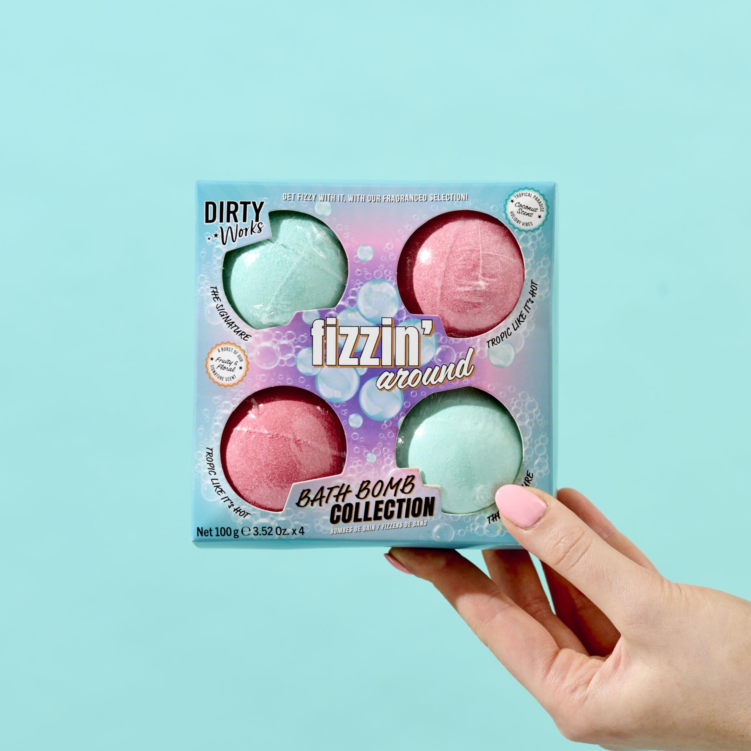 Dirty Works Fizzin’ Around Bath Bomb Collection Gift Set with 4 Unique Fragrances 3