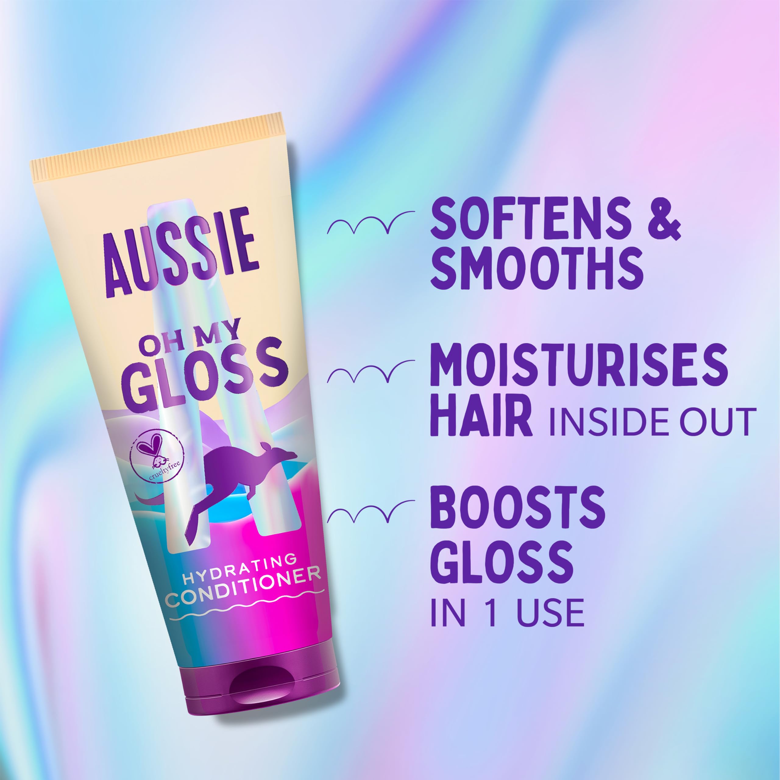 Aussie Oh My Gloss Shampoo, Conditioner & Leave-In Serum Set for Moisture & Shine 5