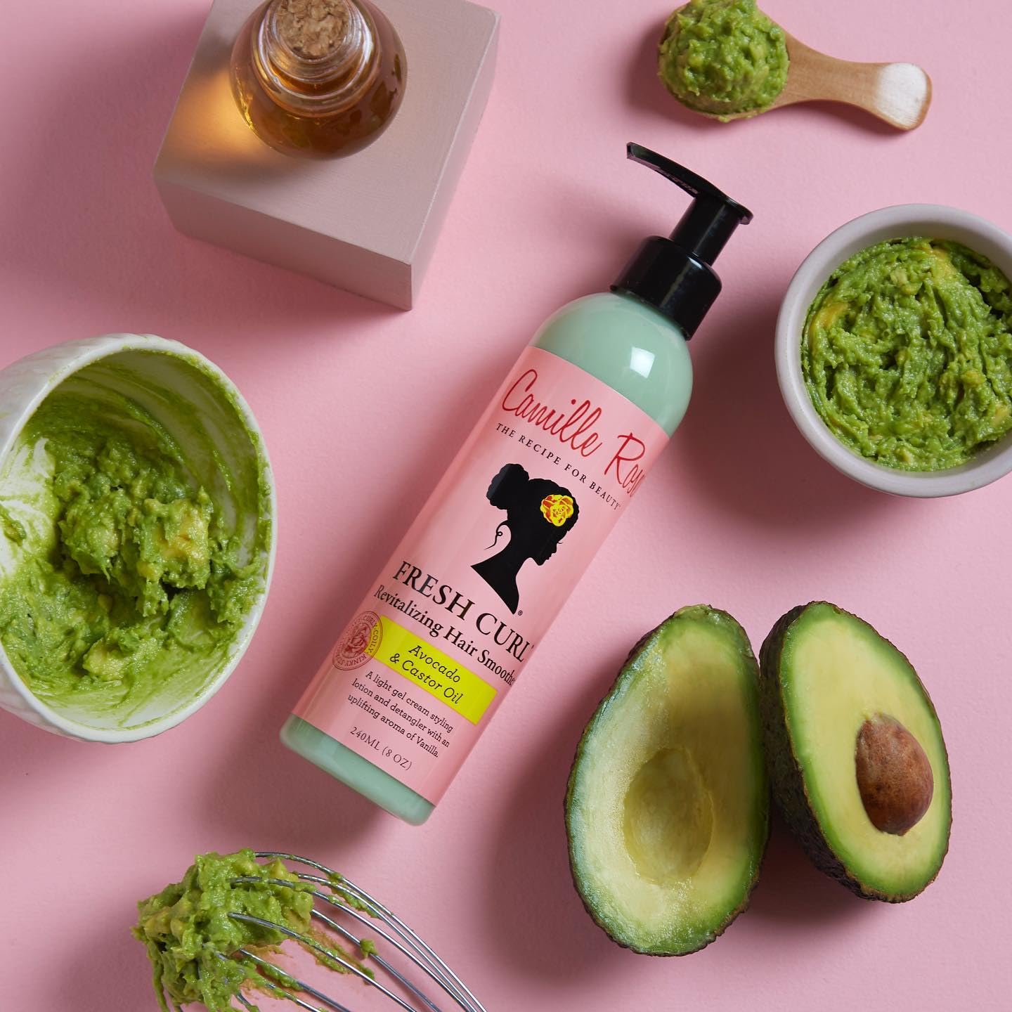 Camille Rose Fresh Curl Haarstylingcreme, pflegend und stylend, Avocado und 5