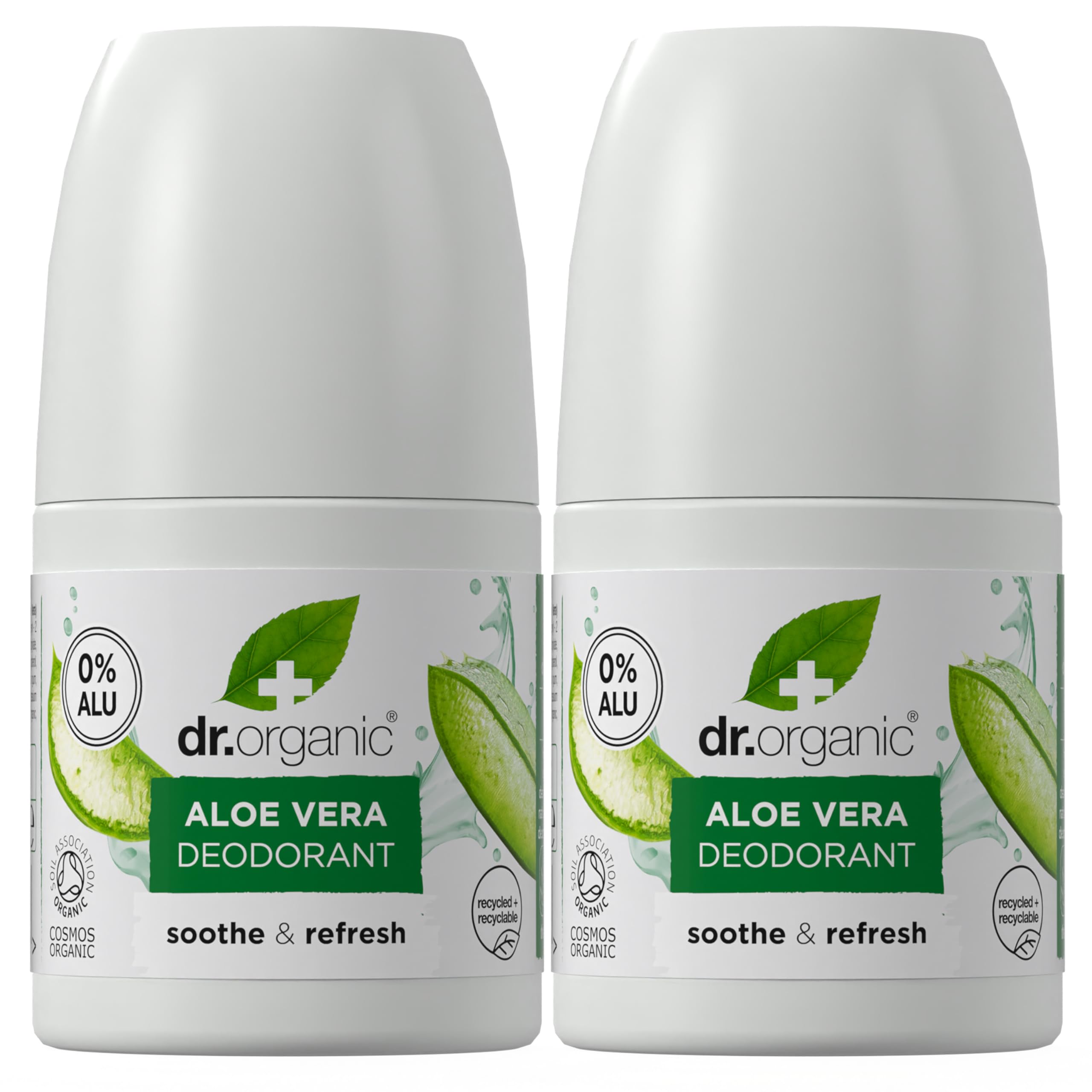 Dr Organic Aloe Vera Deodorant Roll On, Aluminium Free, Pack of 2 x 50ml
