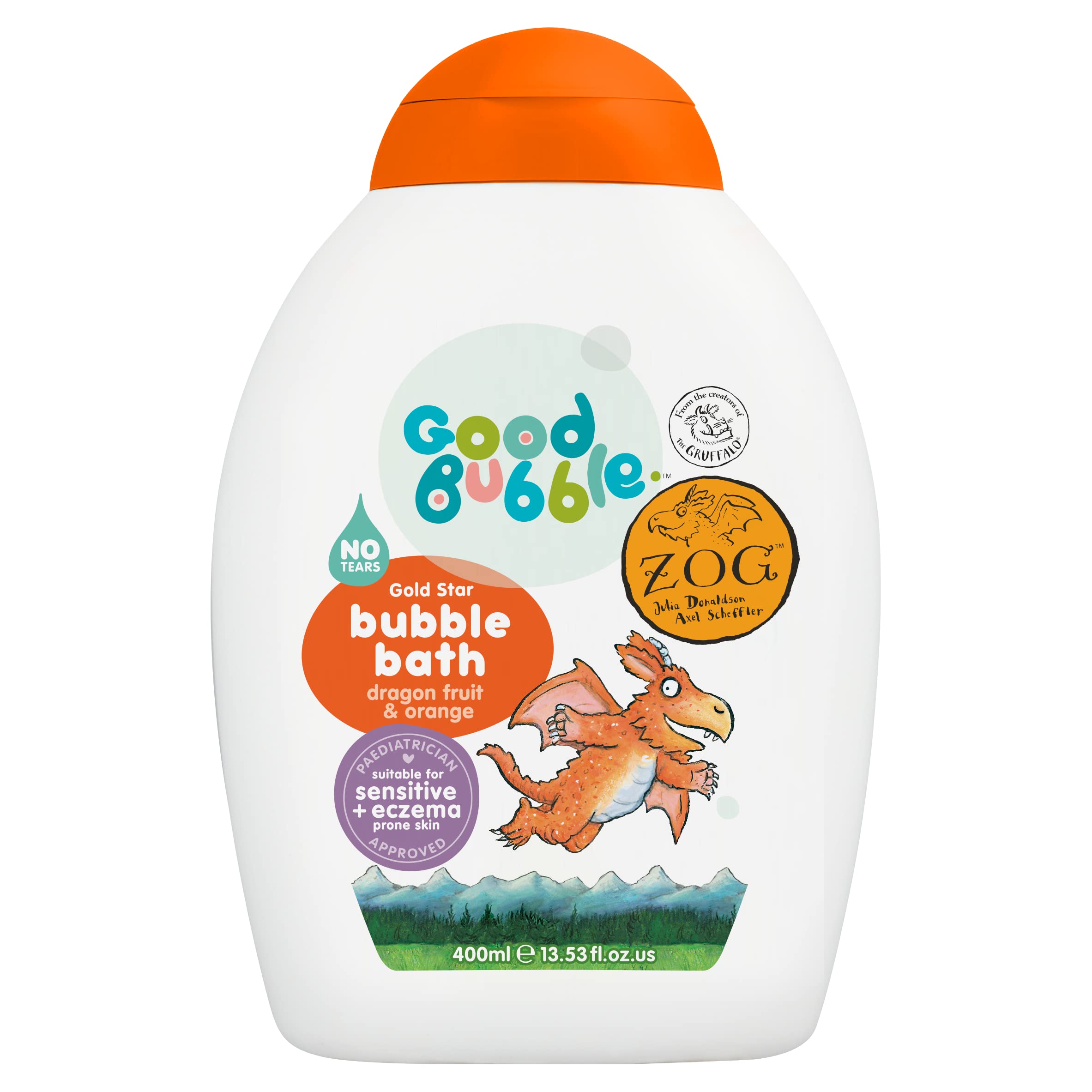 Good Bubble Zog Dragon Fruit & Orange Bubble Bath for Sensitive & Eczema-Prone Baby Skin, 400ml