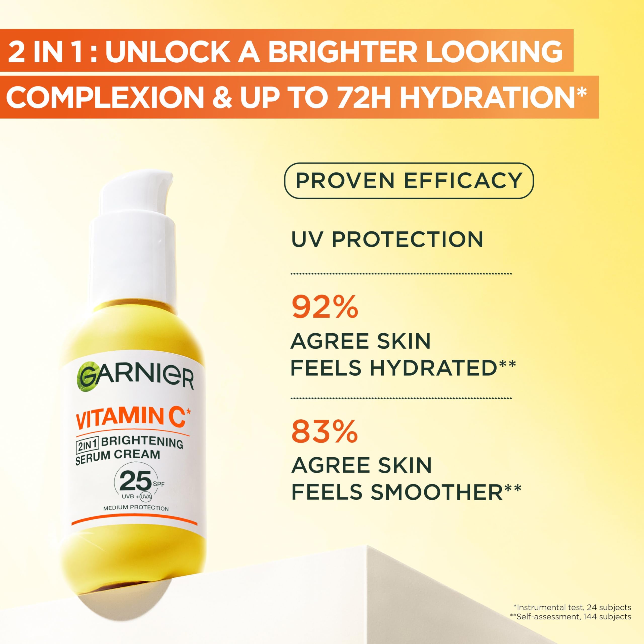 Garnier Vitamin C 2-in-1 Brightening Cream SPF 25 with 20% Serum & Super Citrus 3