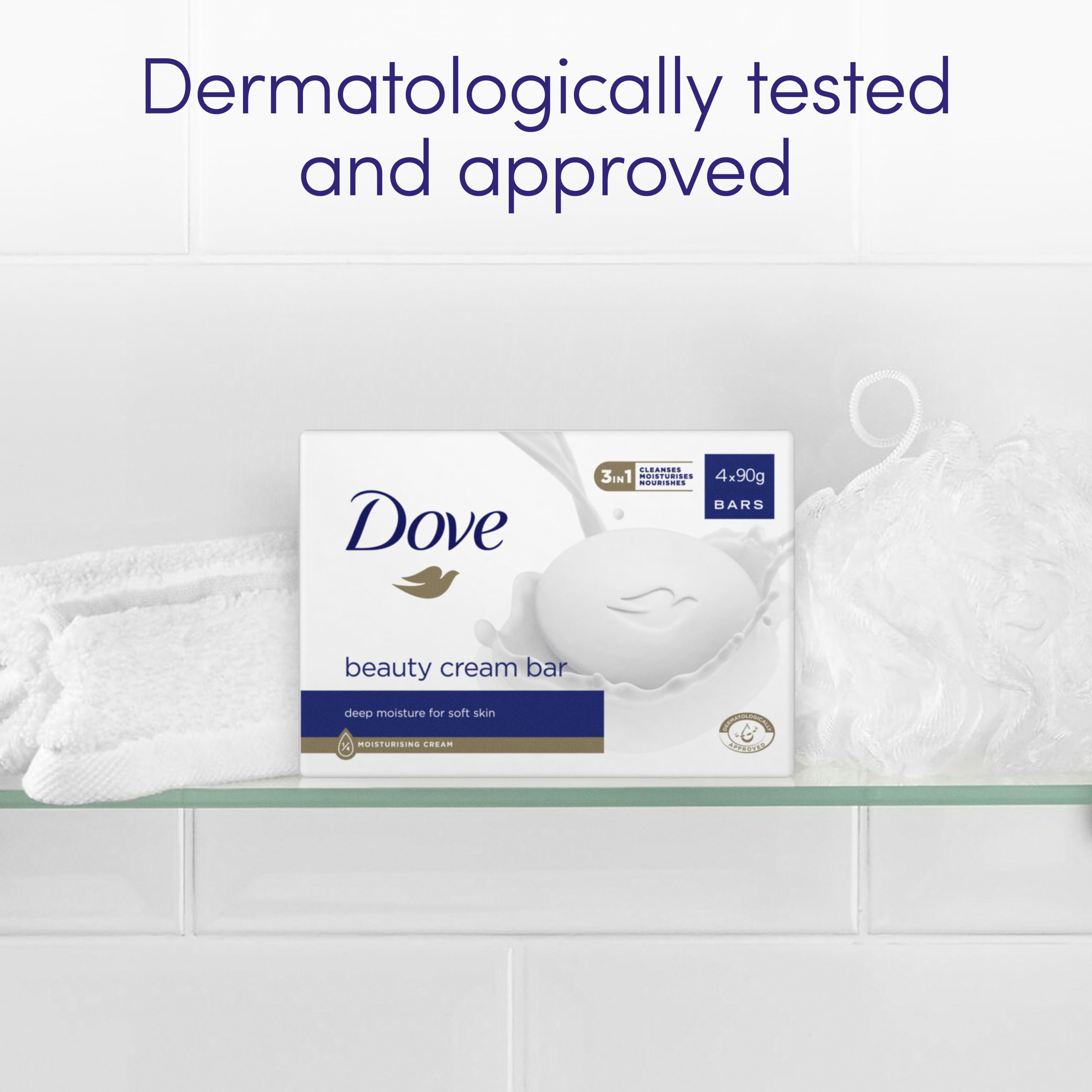 Dove Original Beauty Bar with ¼ Moisturising Cream for Softer, Smoother Skin