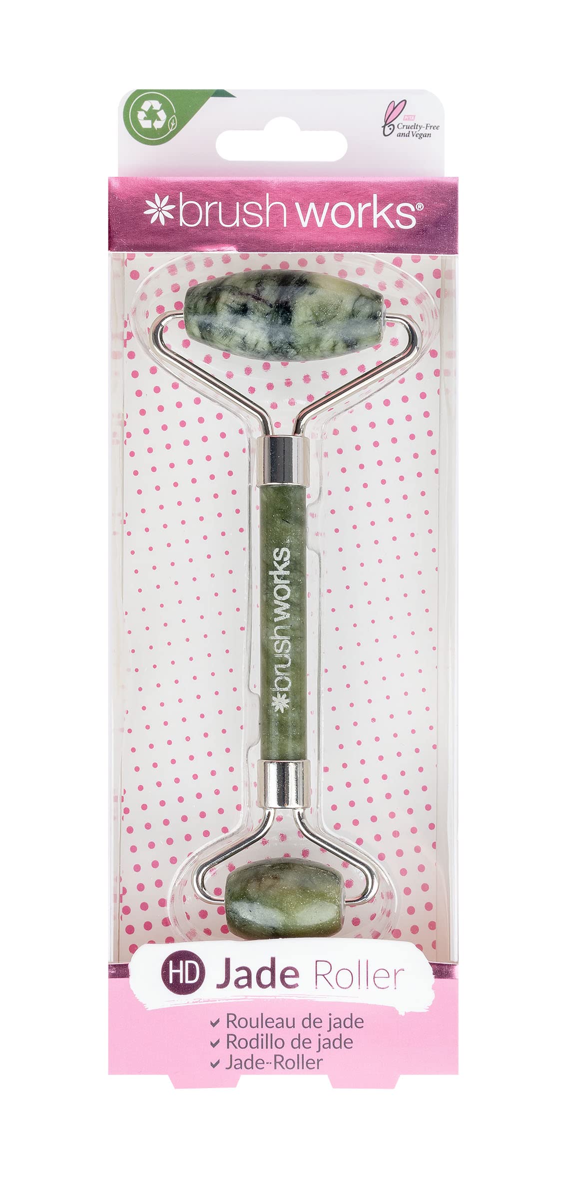 Brushworks HD Jade Roller for Smoothing Skin and Reducing Puffiness