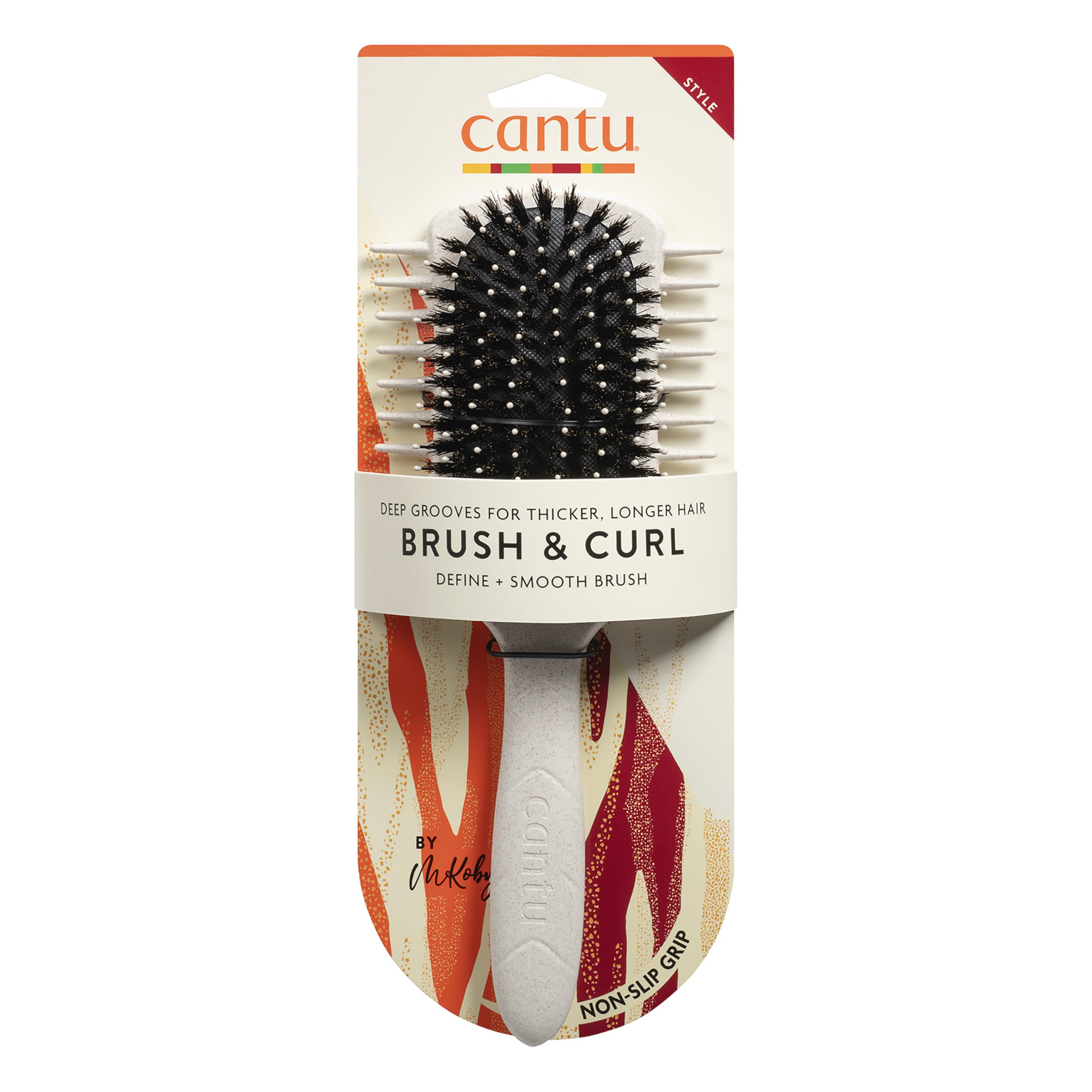 Cantu Curl Definer Brush with Natural Boar Bristles for Type 3 Curls & Type 2 Waves