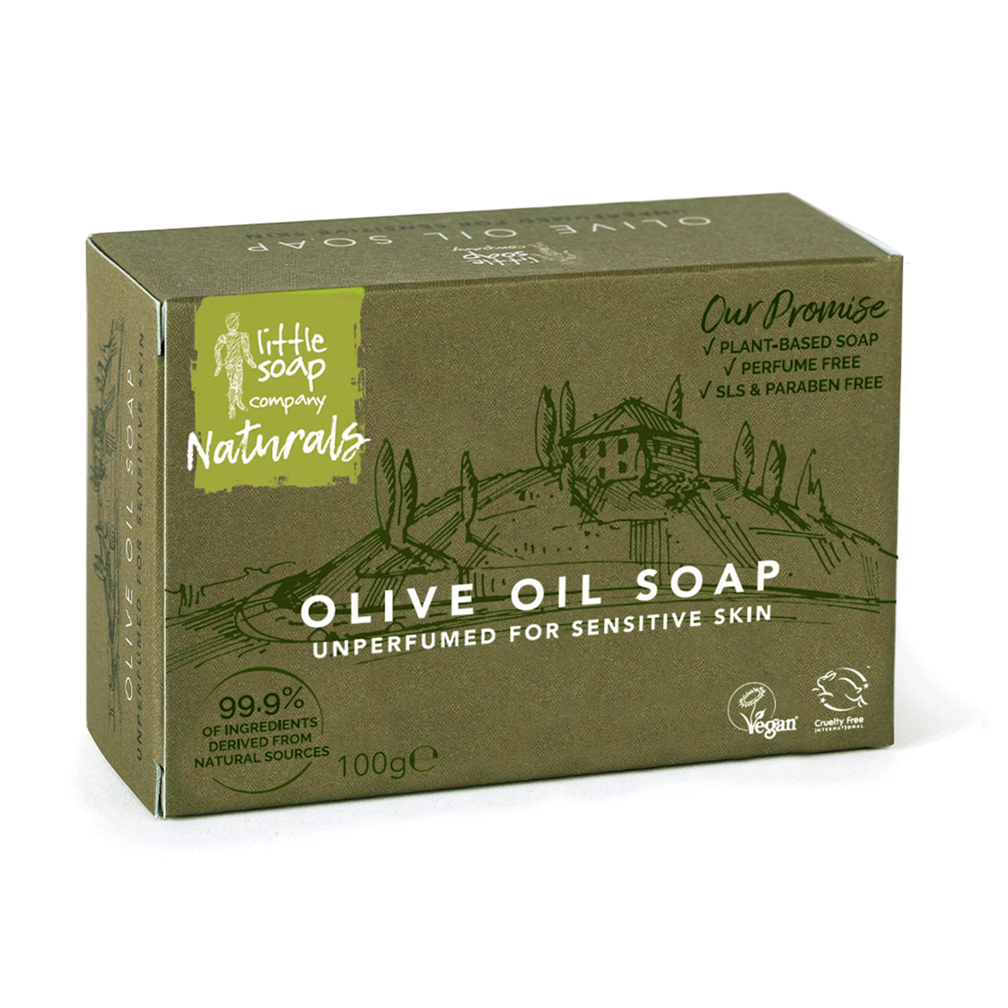 Little Soap Company Olive Oil Soap Bar - Vegan, Cruelty Free, Unperfumed for Sensitive Skin