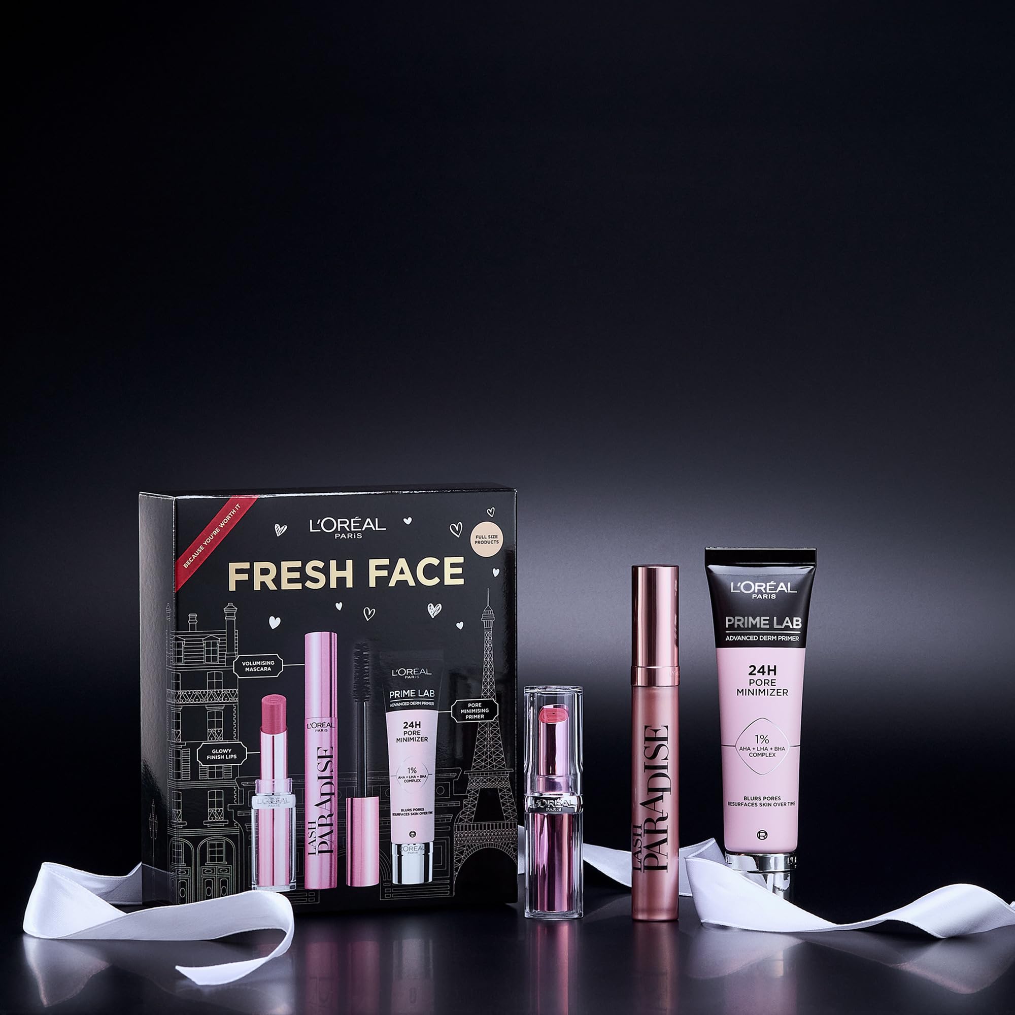 L'Oréal Paris Fresh Face Primer, Paradise Mascara & Nude Heaven Lipstick Gift Set