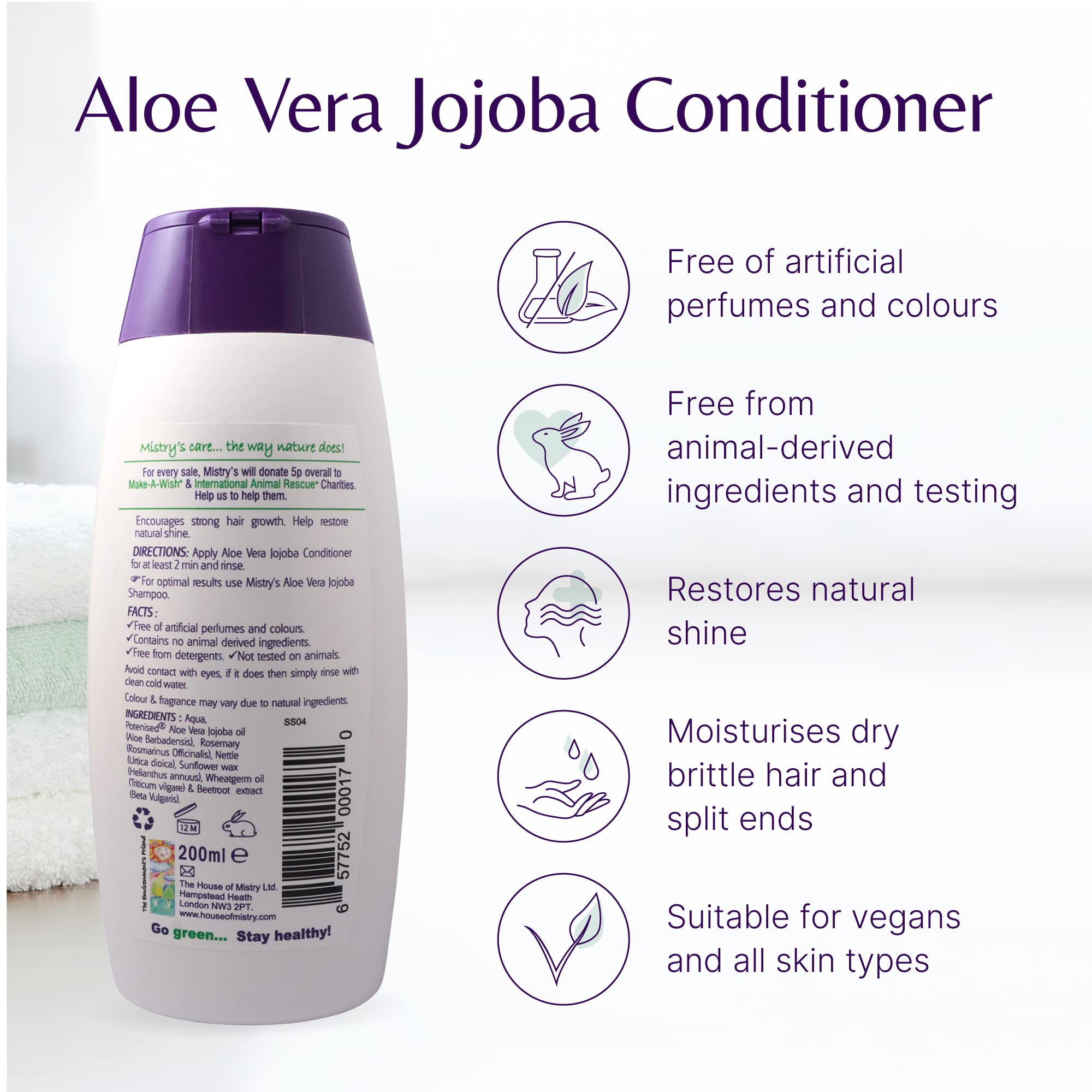 The House of Mistry Aloe Vera Jojoba Conditioner 200ml for Natural Hair Repair 4