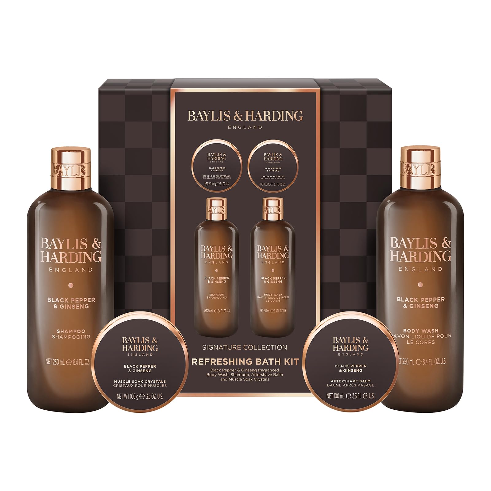 Baylis & Harding Black Pepper & Ginseng Men's Luxury Bath Kit Gift Set - Vegan Friendly