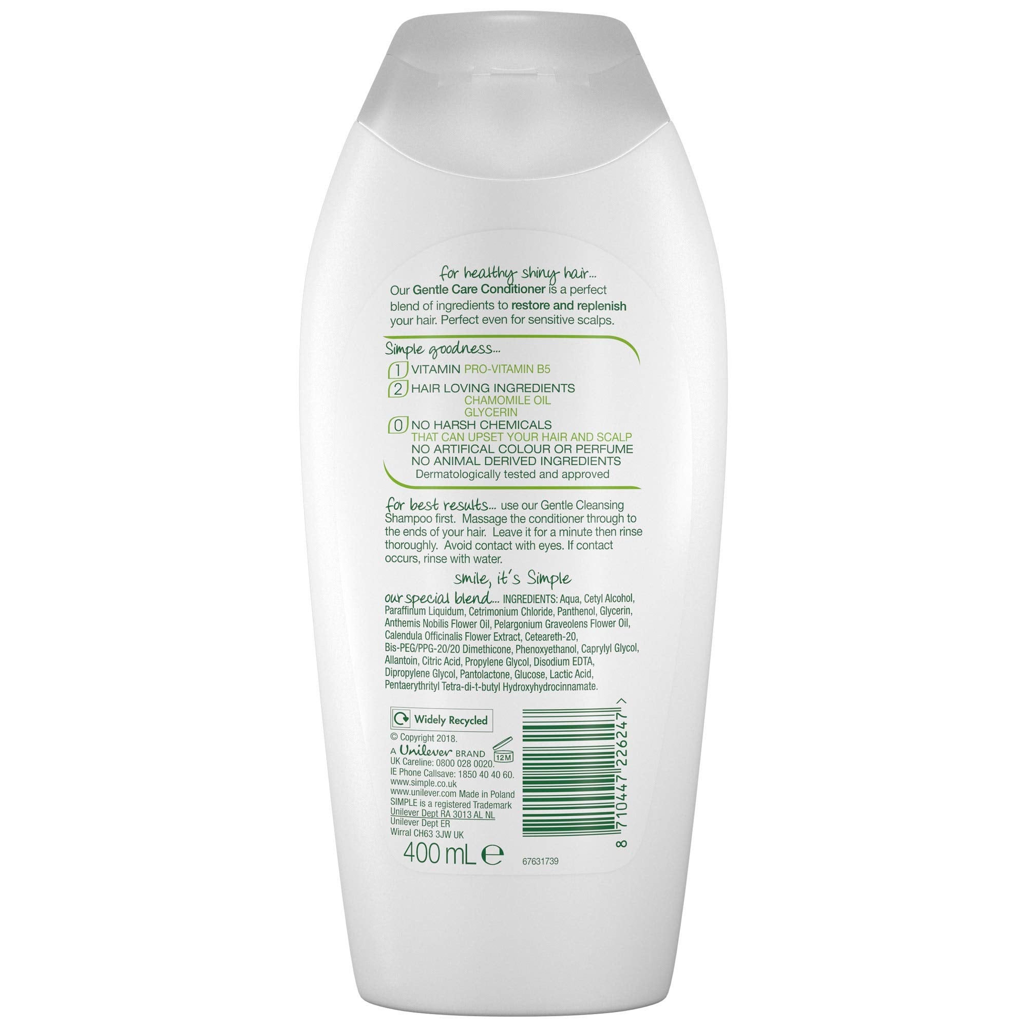 Simple Gentle Care Conditioner for Sensitive Scalps with Geranium Oil, 400ml 8