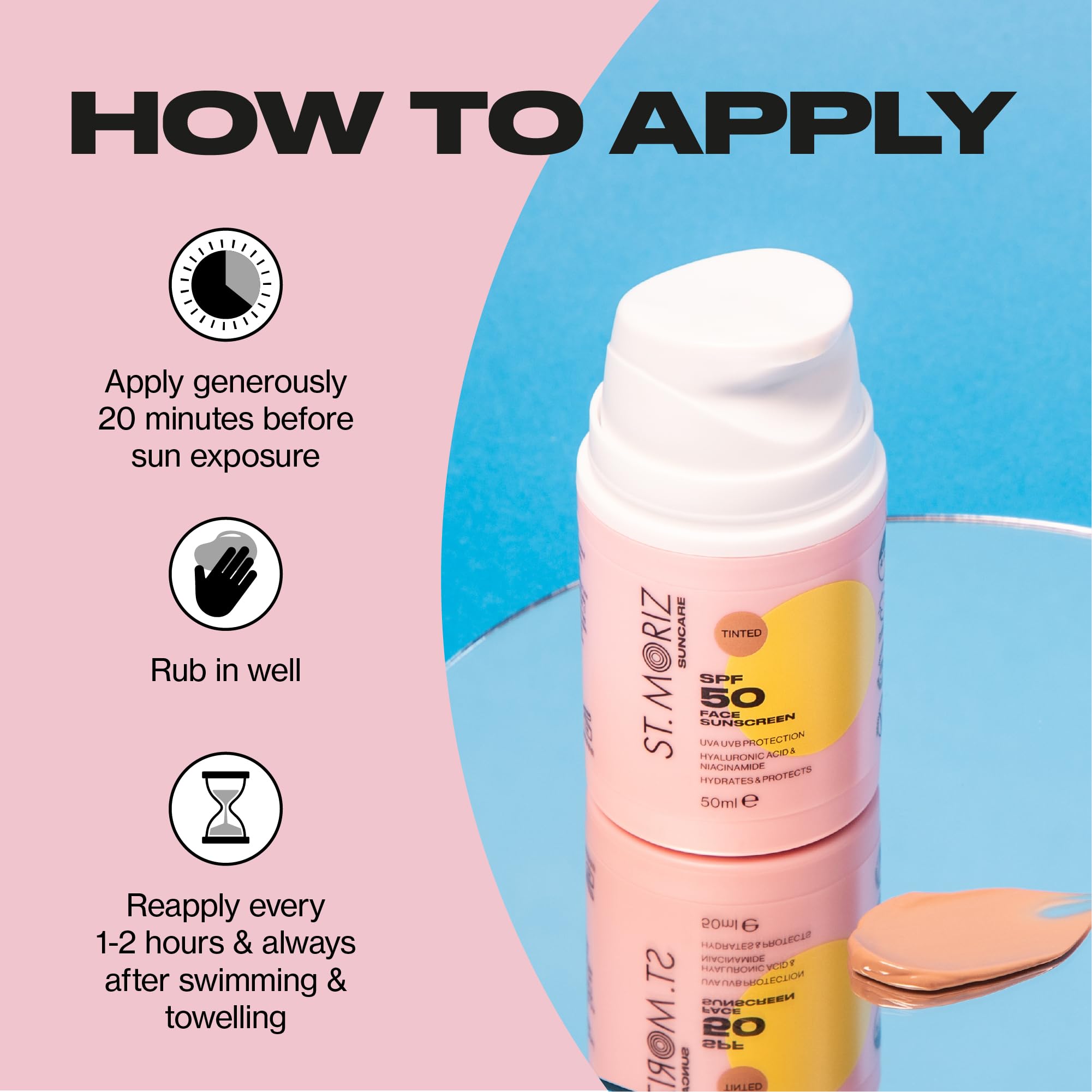 St. Moriz Suncare SPF 50 Tinted Face Sunscreen with Niacinamide and Hyaluronic Acid 4