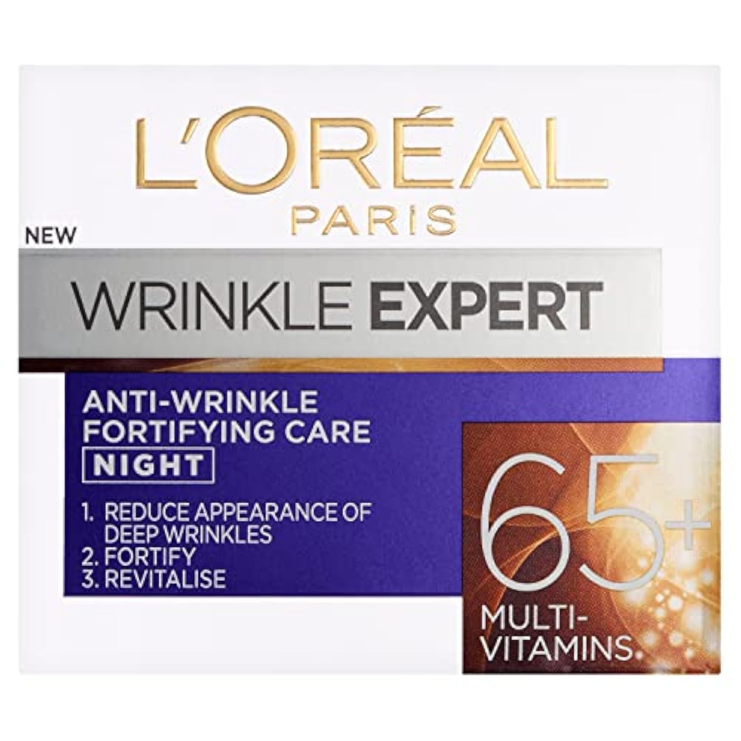 L'Oreal Paris Wrinkle Expert Anti Wrinkle 65+ Night Cream Moisturiser with Multi-Vitamins