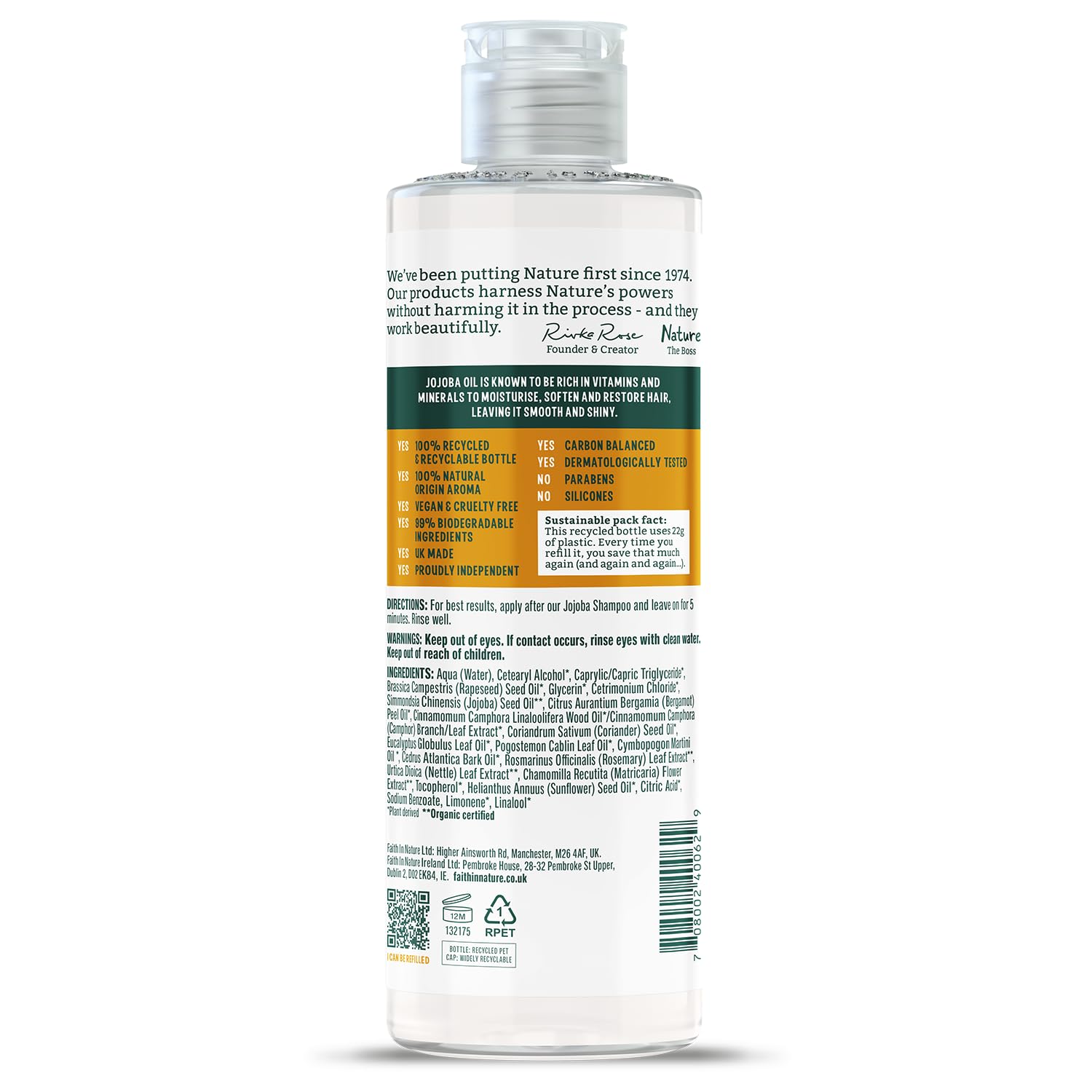 FAITH IN NATURE Natural Jojoba Conditioner for Normal to Dry Hair, Vegan & Cruelty Free, 400 ml