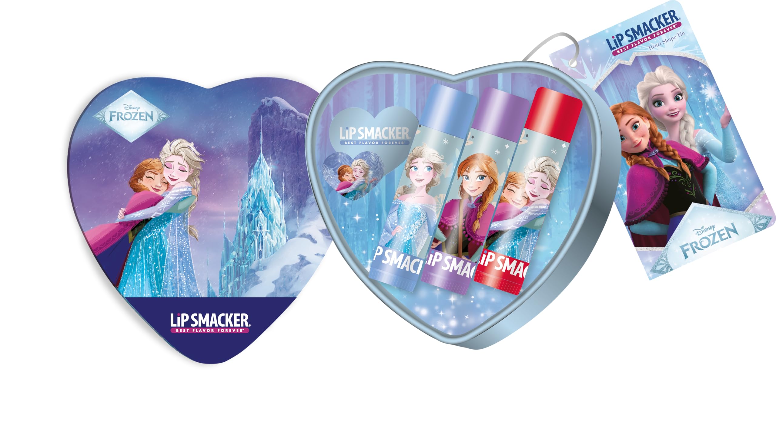 Lip Smacker Frozen Heart Shape Tin Set, 3-Piece Themed Lip Balm Gift Edition 2025