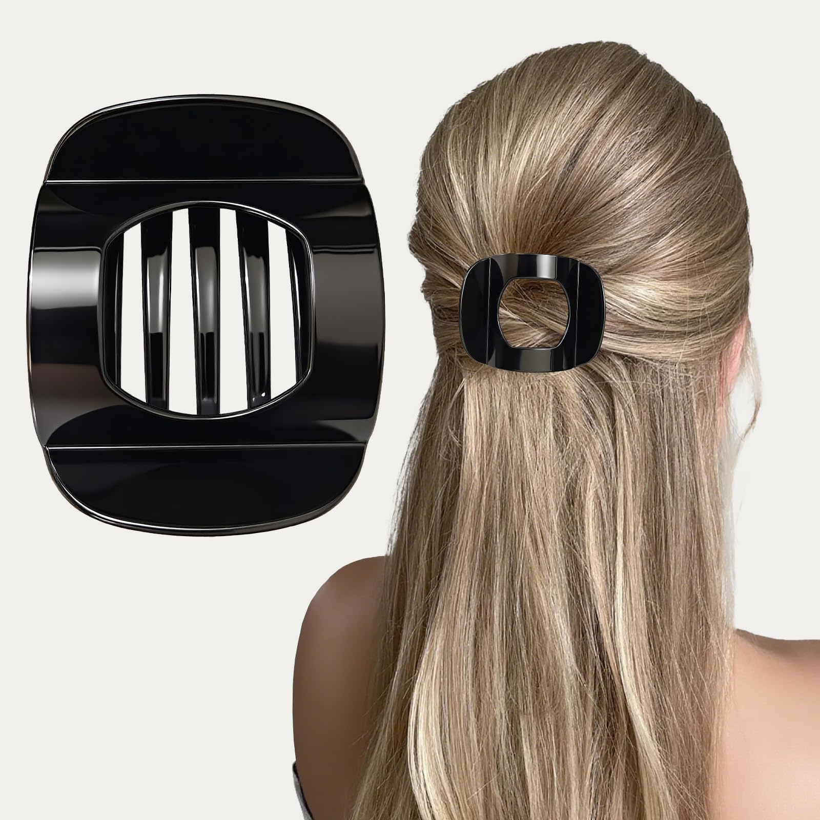 MOXYOY Flat Round Lay Down Hair Claw Clip for Women and Girls