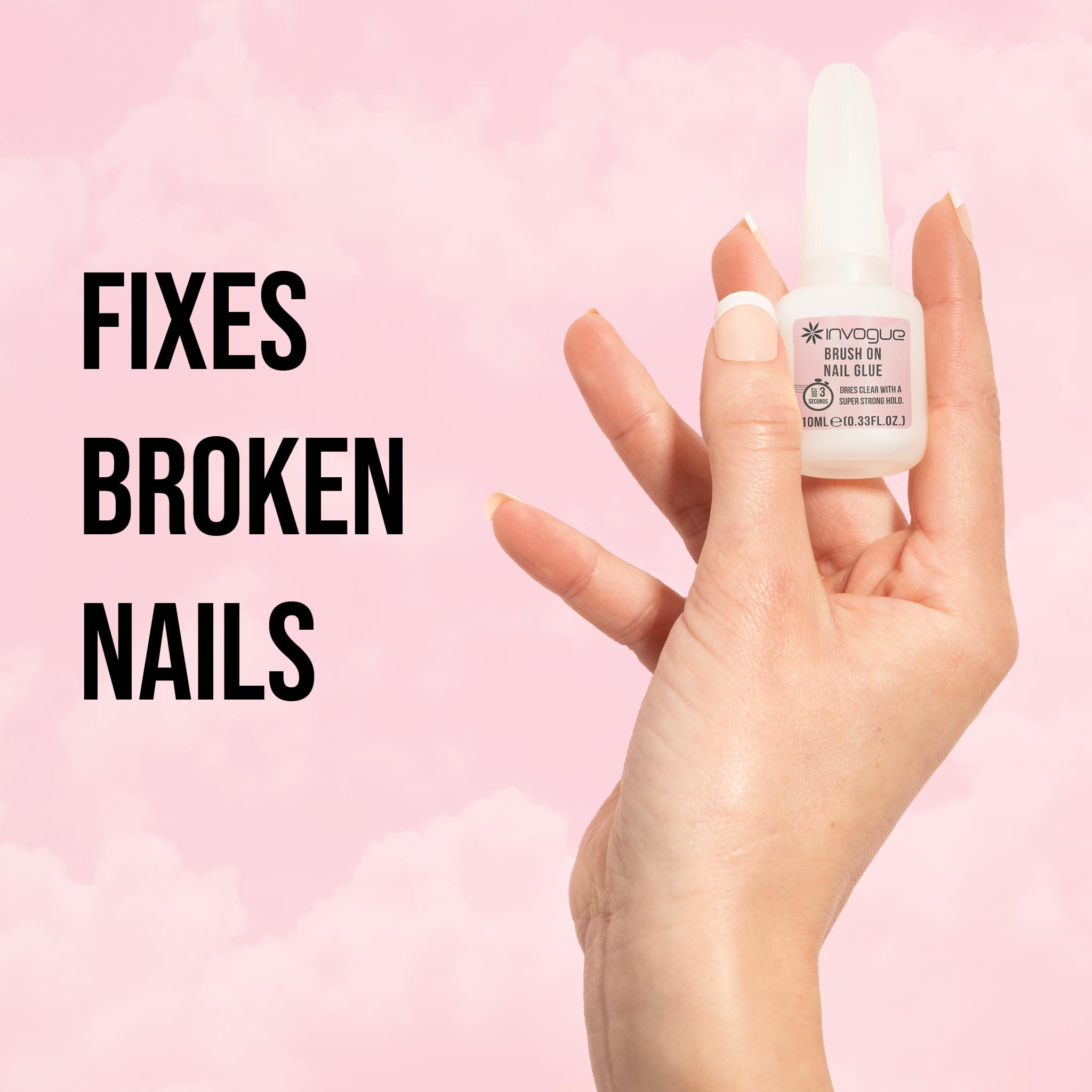 Invogue Brush On Nail Glue - Super Strong, Fast Drying Formula 10ml