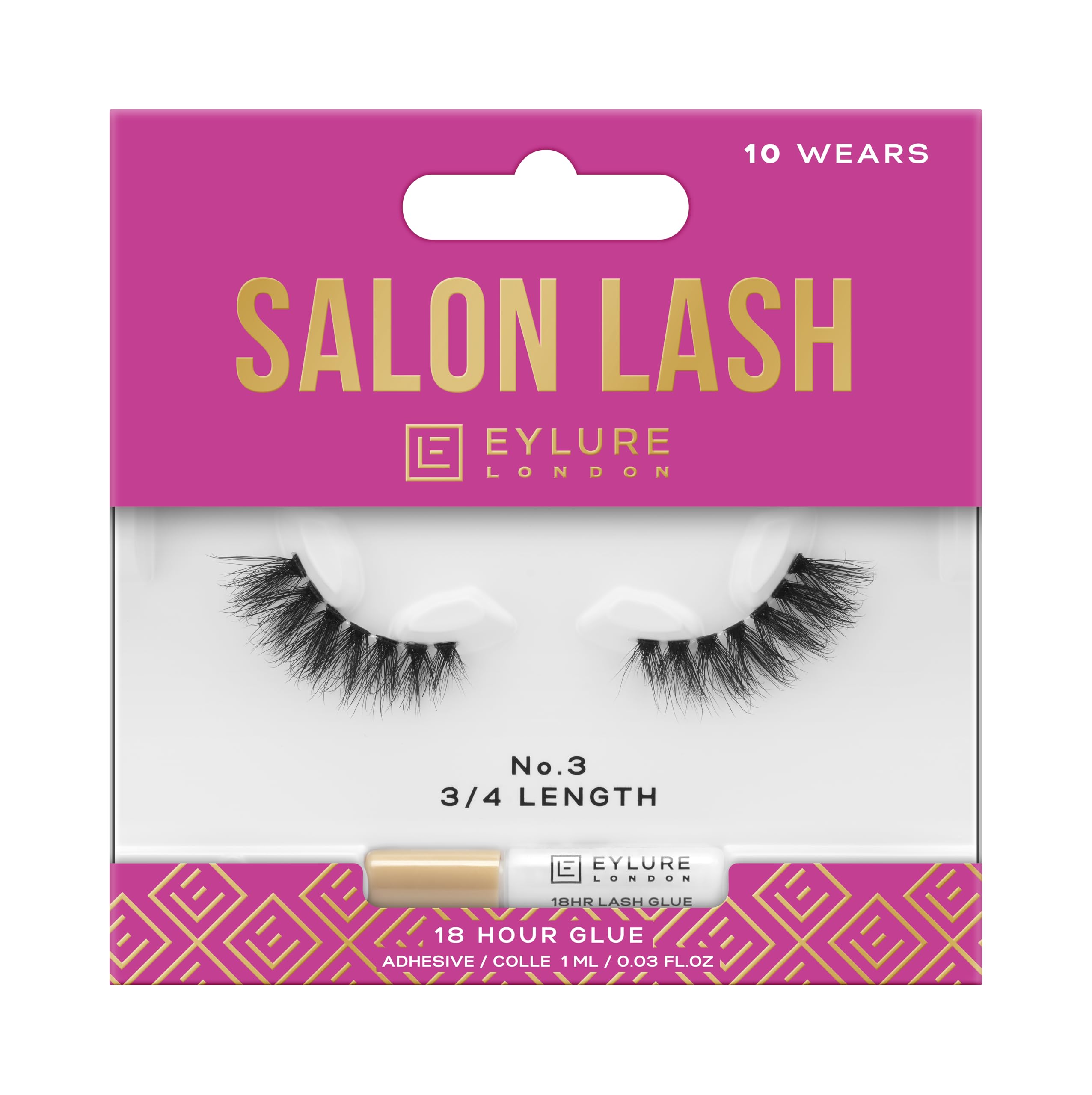 Eylure Salon Lash No.3 - Fluffy, Full Finish 3/4 Length Lashes with 18hr Glue