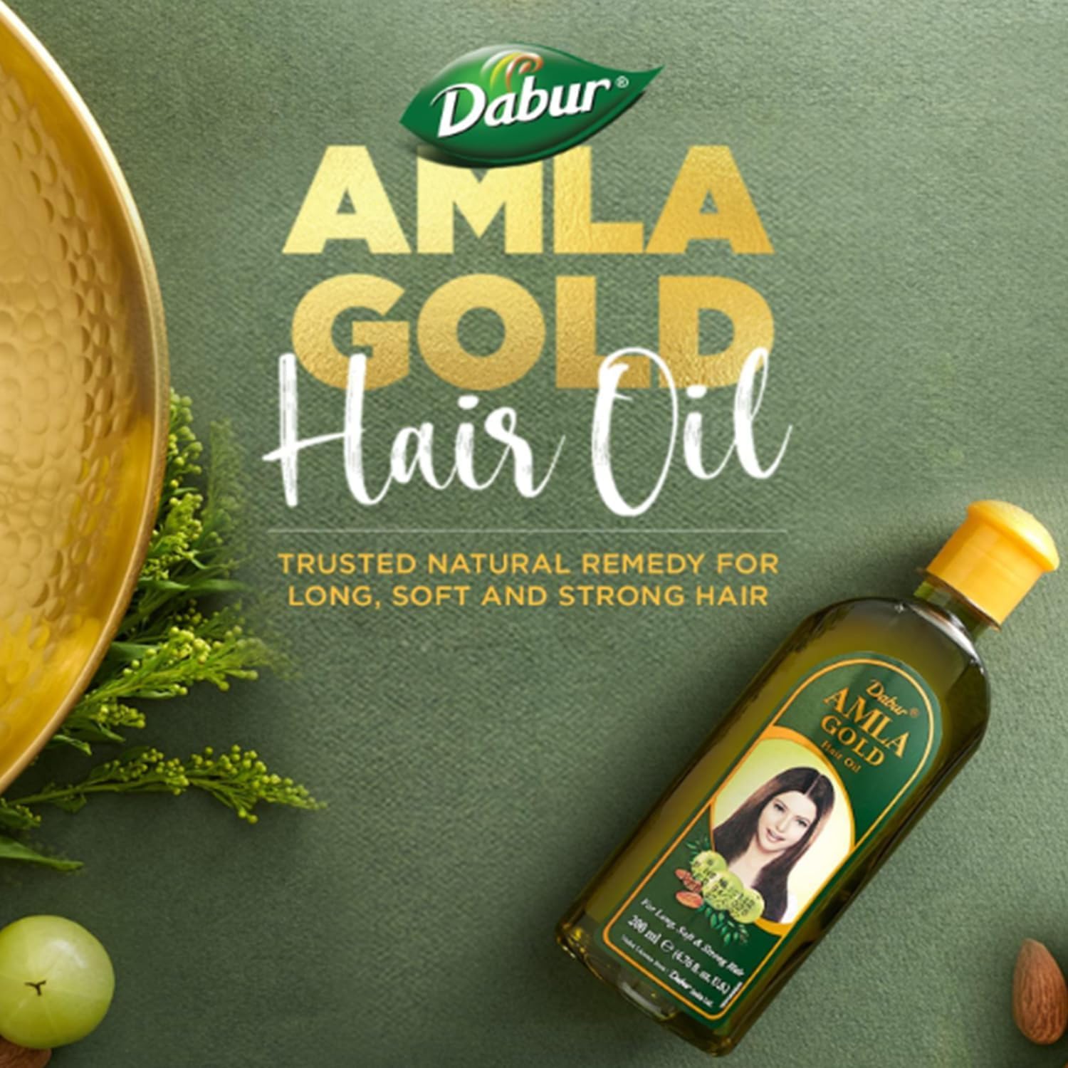 Dabur Amla Gold Haaröl – 200 ml, für langes, weiches und kräftiges Haar, angereichert mit P 7