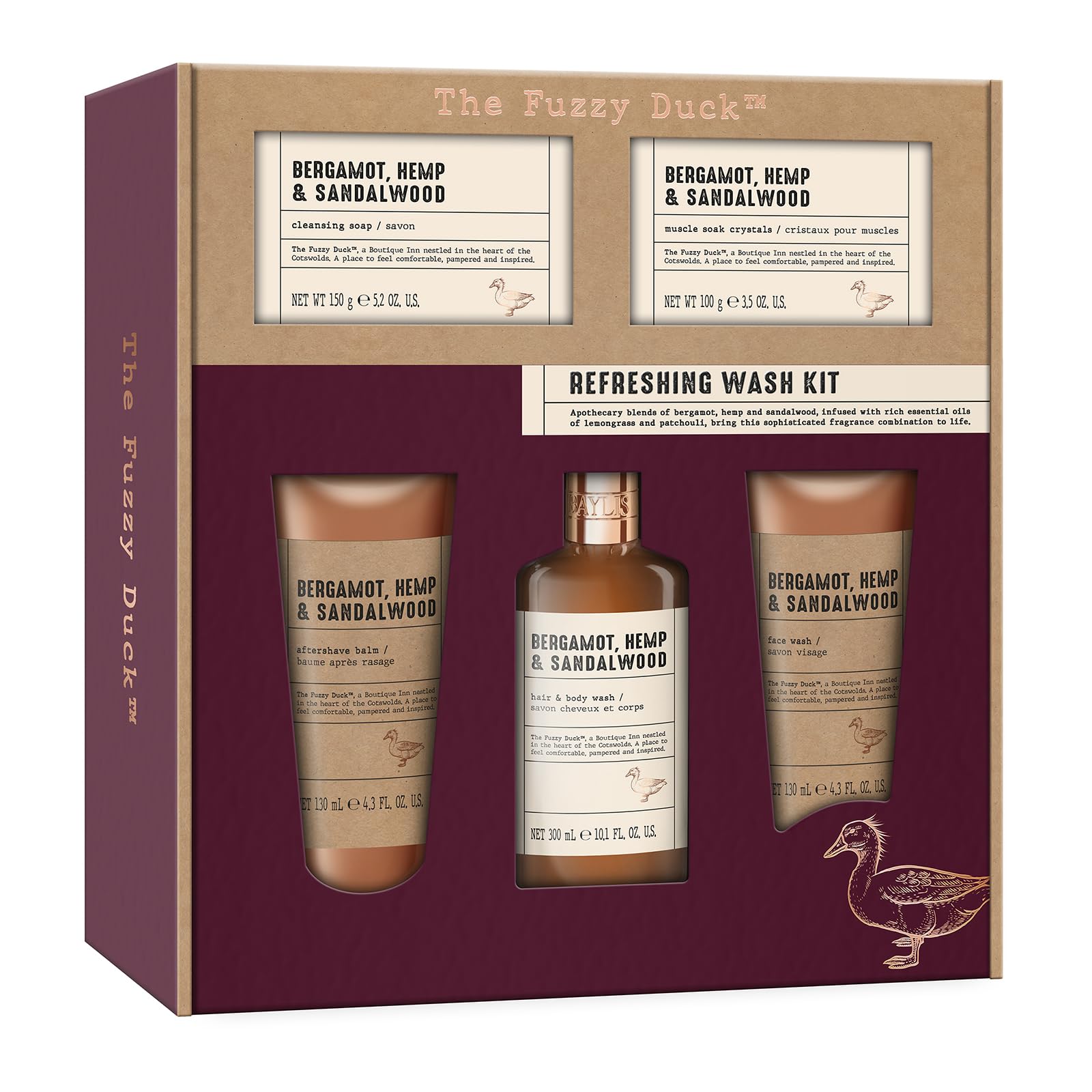 Baylis &amp; Harding The Fuzzy Duck Bergamotte, Hanf &amp; Sandelholz Erfrischendes Herren-Waschset (1 Stück) – Vegan 8