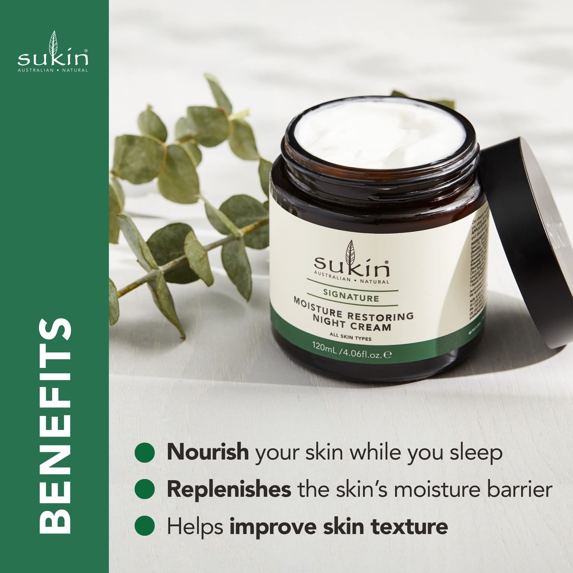 Sukin Moisture Restoring Night Cream for Sensitive Skin, 120ml