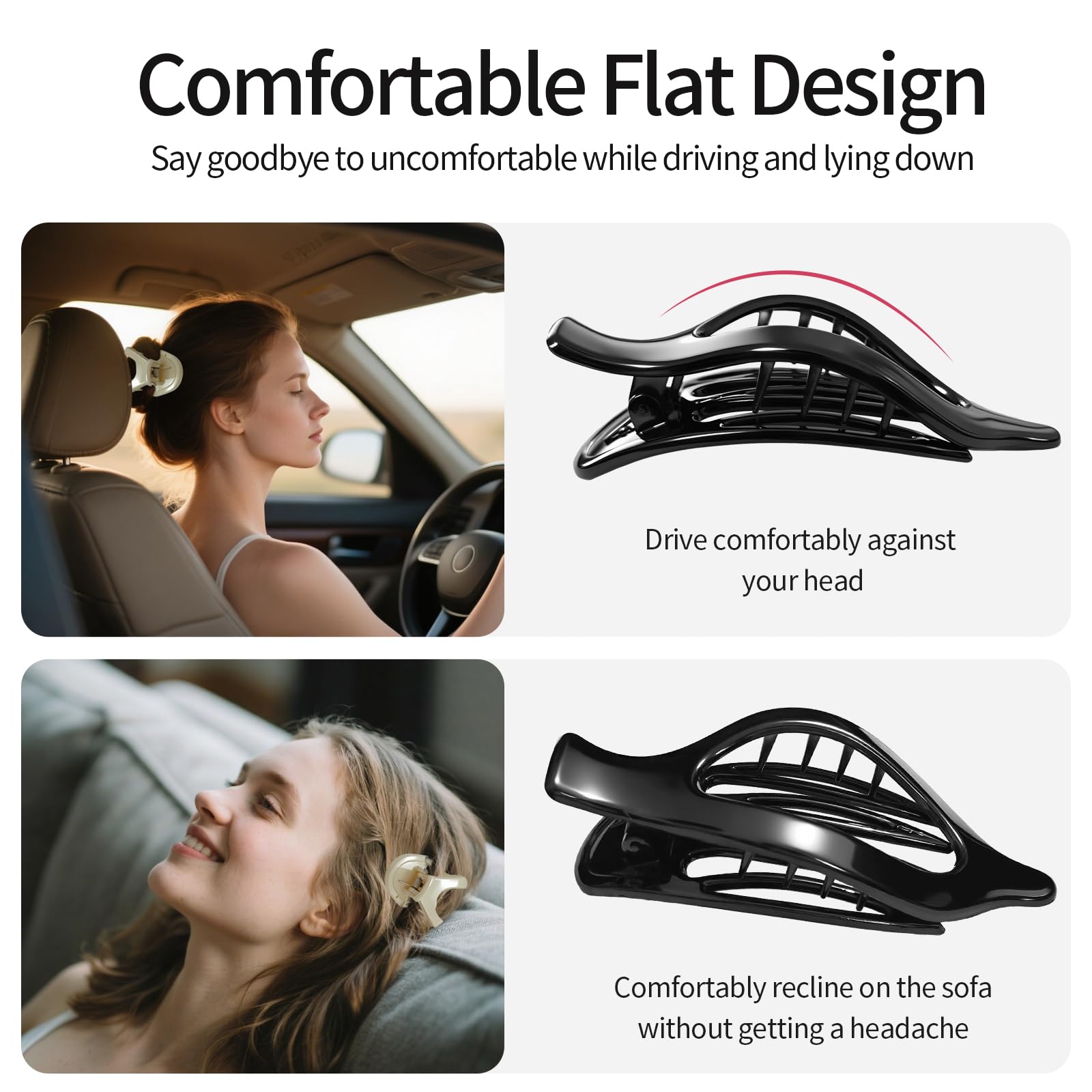 MOXYOY 2 Pcs Flat Hair Claw Clips for Women - Non-Slip Strong Hold Duckbill Accessories