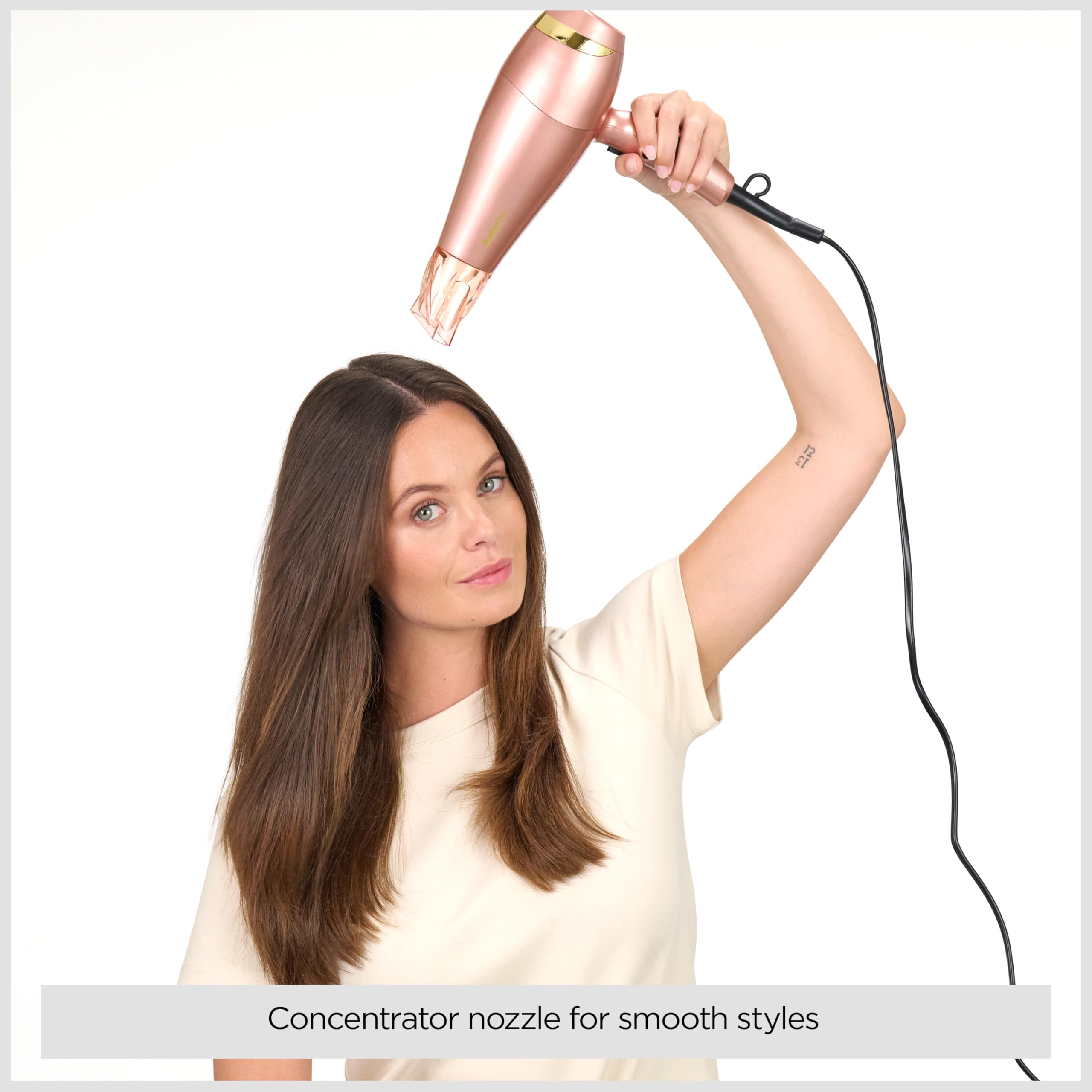 BaByliss Haartrockner Roségold – 2100 W Professioneller Ionen-Haartrockner, Leichter Reisehaartrockner, Schnelltrocknender Keramik-Haartrockner, 3 Heiz- und 2 Gebläsestufen, Roségold, 5336U 3