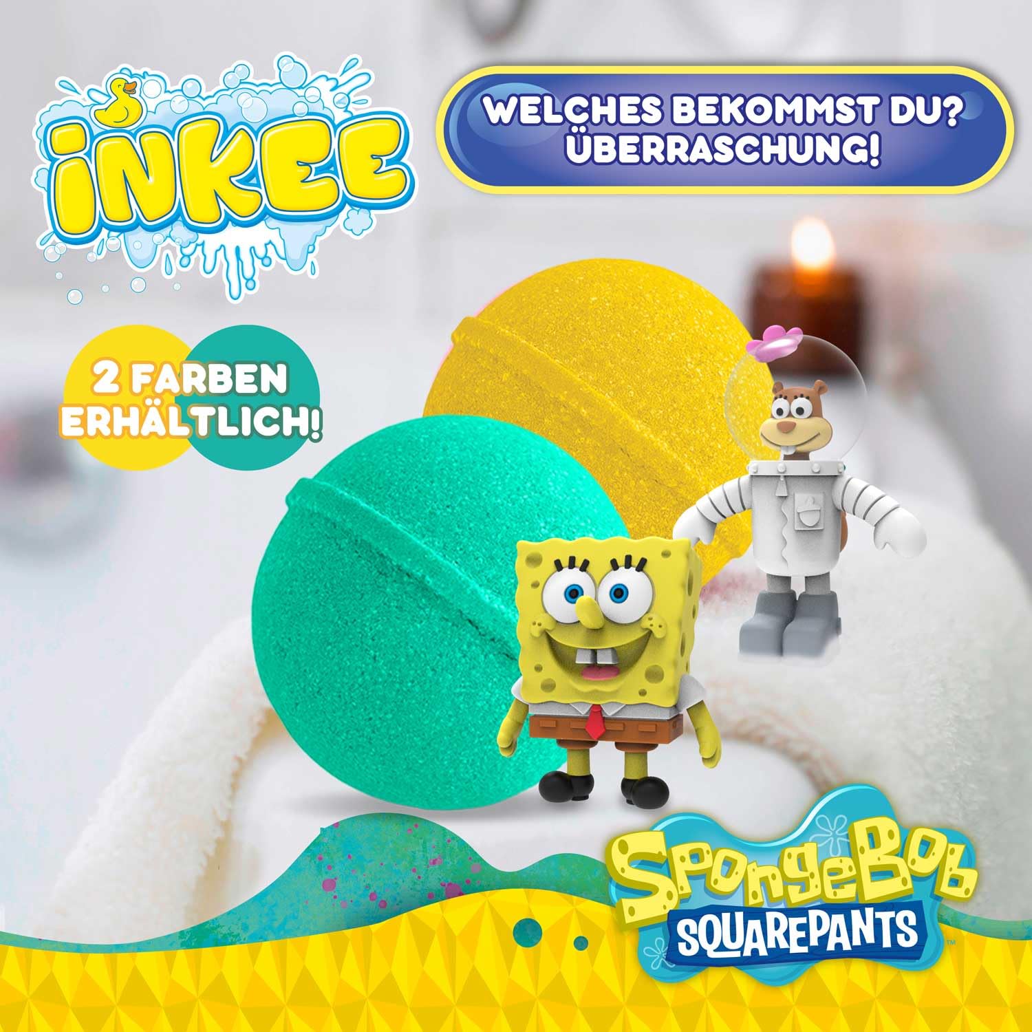 INKEE Spongebob Squarepants Bath Bombs 5 Pack with Surprise Collectable Figurines - Jojoba Oil