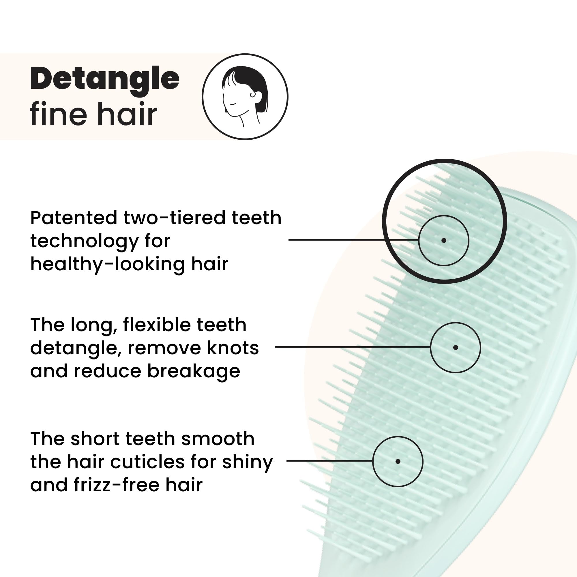 Tangle Teezer Fine and Fragile Ultimate Detangler Hairbrush for Coloured, Fine & Thin Hair - Ice Blue