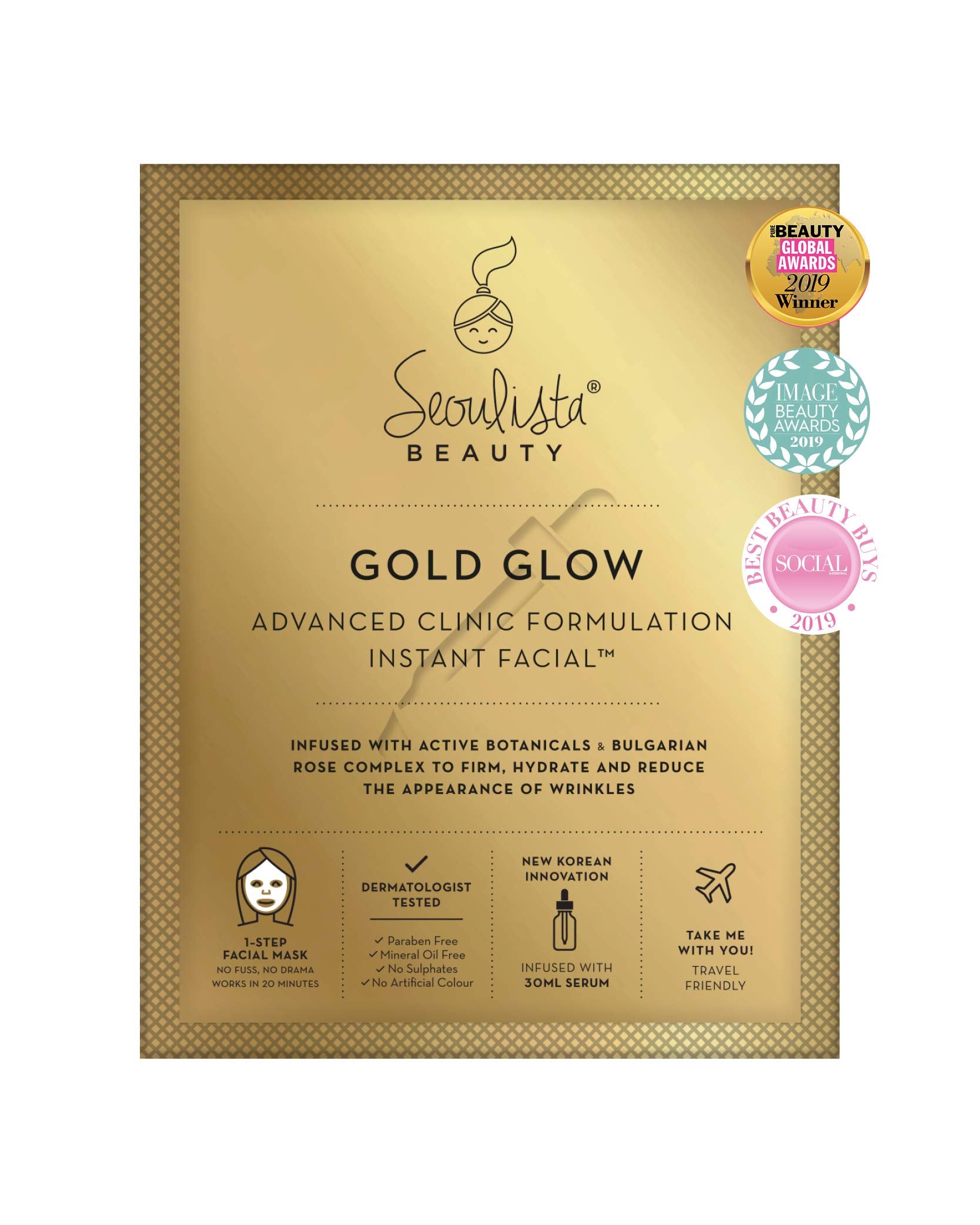 Seoulista Beauty Advanced Clinic Formulation Gold Glow Instant Facial Mask
