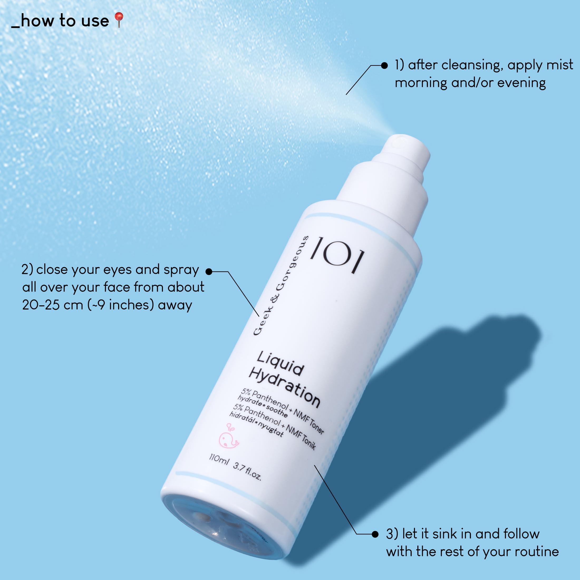 Geek & Gorgeous Liquid Hydration Facial Toner Spray with 5% Panthenol + NMF 4