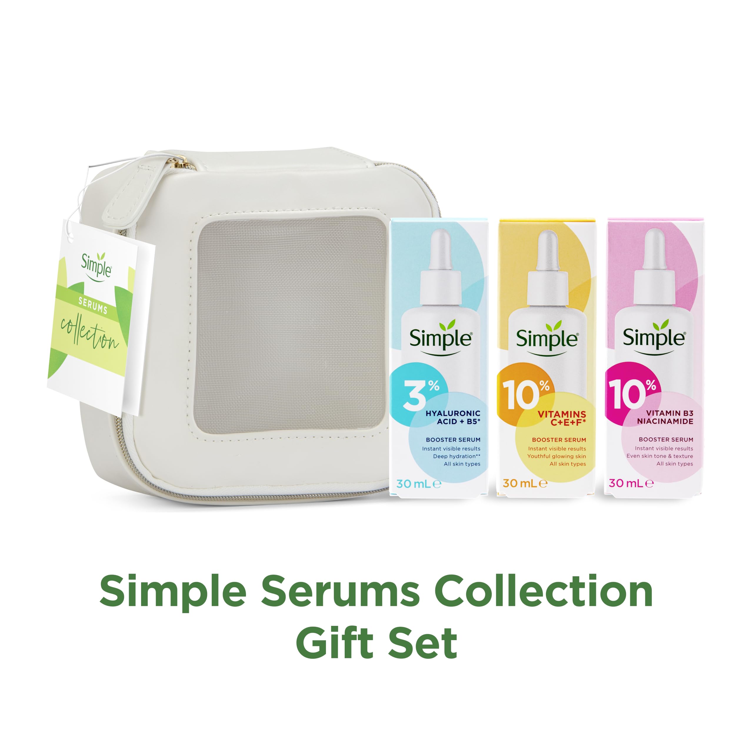 Simple Booster Serum Kollektion 3-teiliges Geschenkset mit kleinem Reise-Beauty-Set 3