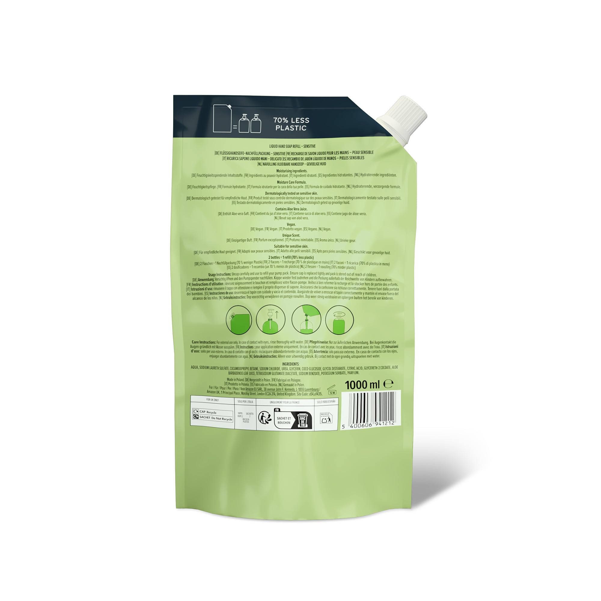 by Amazon Aloe Vera Hand Soap Refill, 2 x 1000ml - Moisturizing & Gentle Cleanse 3