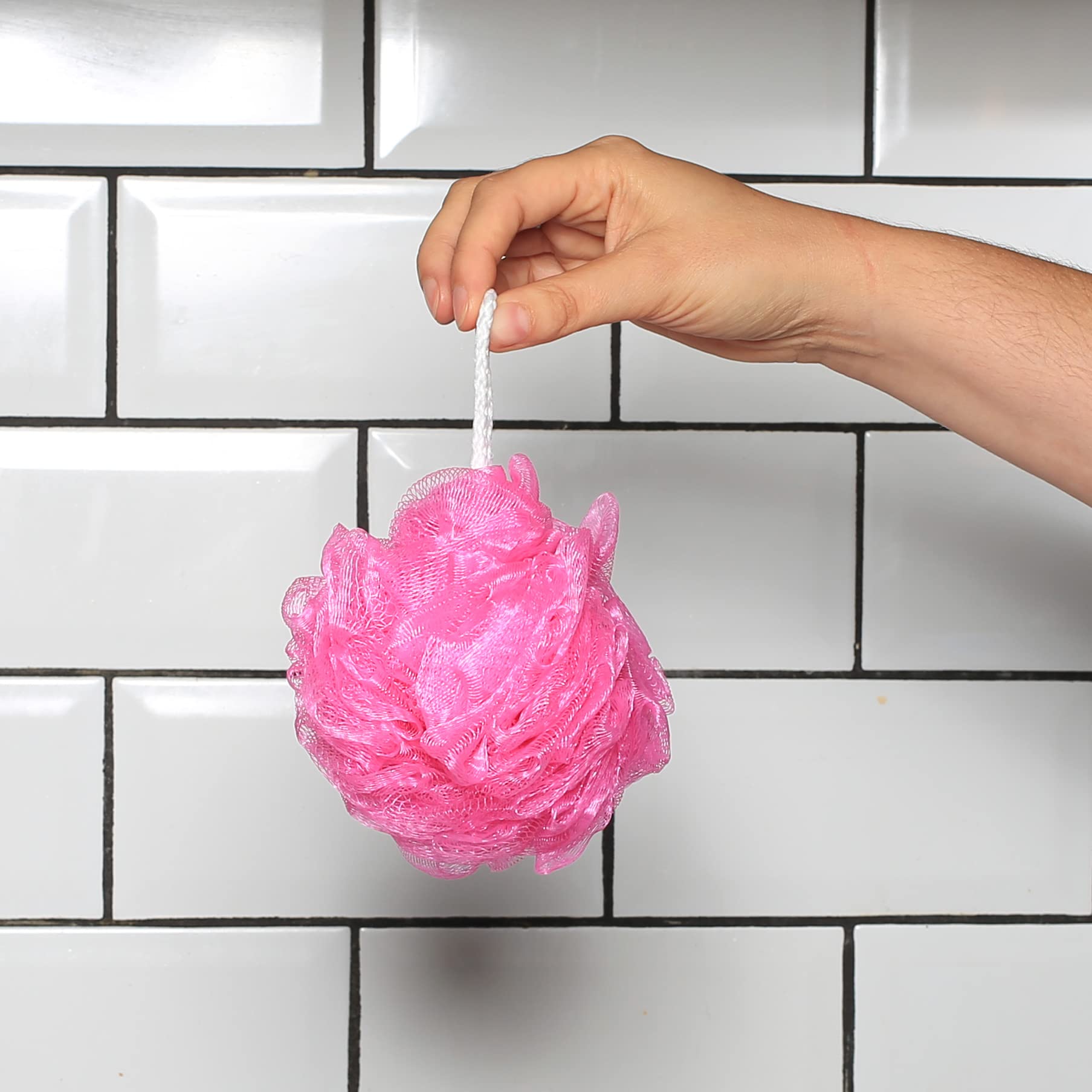 Elysium Spa Pack of 4 Dual-Textured Mesh Exfoliating Bath & Shower Body Puff Sponges 4