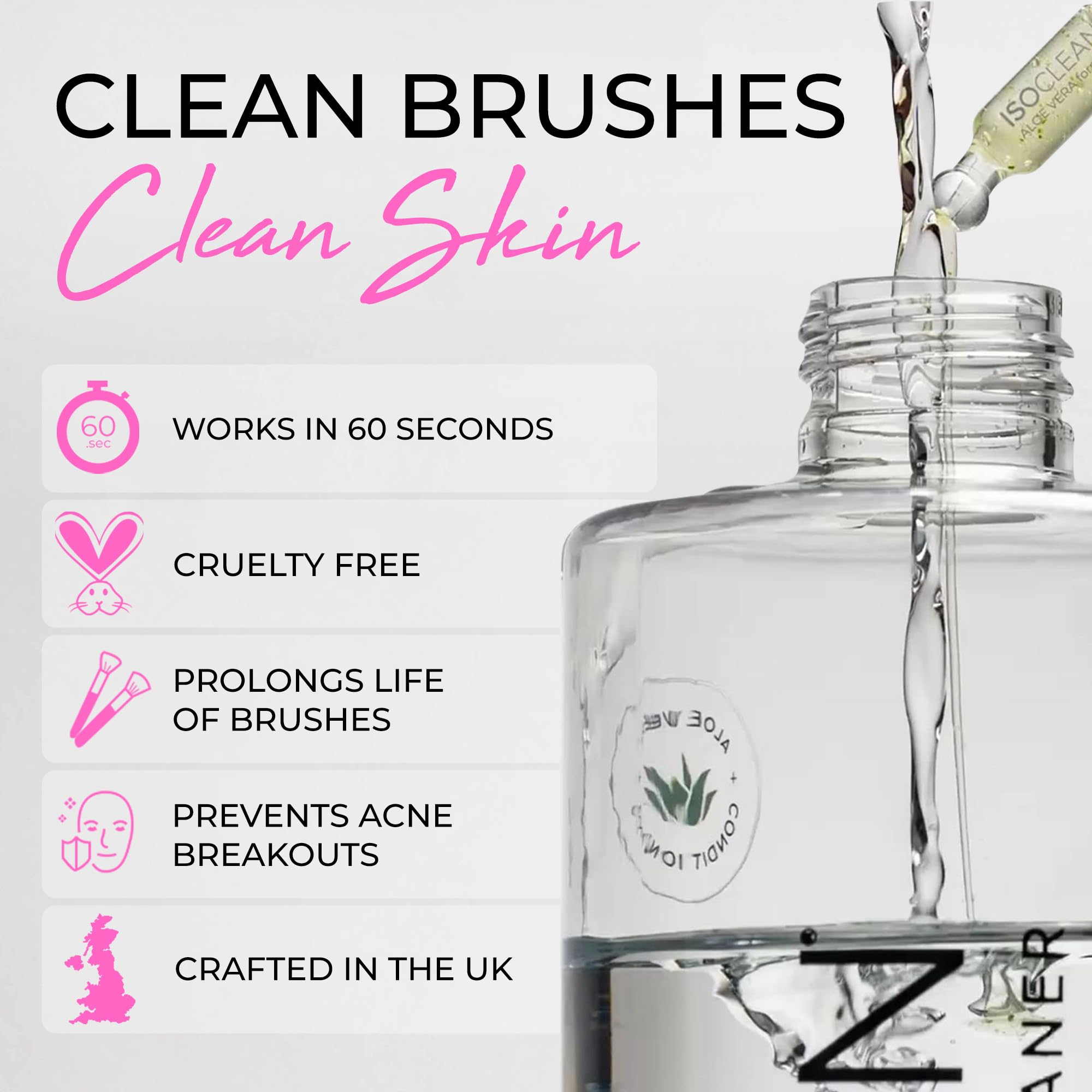ISOCLEAN Antibakterieller Make-up-Pinselreiniger, Flüssig, einfach zu dosieren – 525 ml – Vegan, tierversuchsfrei, hygienisch, schnell trocknend, einfach anzuwenden und langanhaltend, professionelle Kosmetikqualität – wirkt in 60 Sekunden