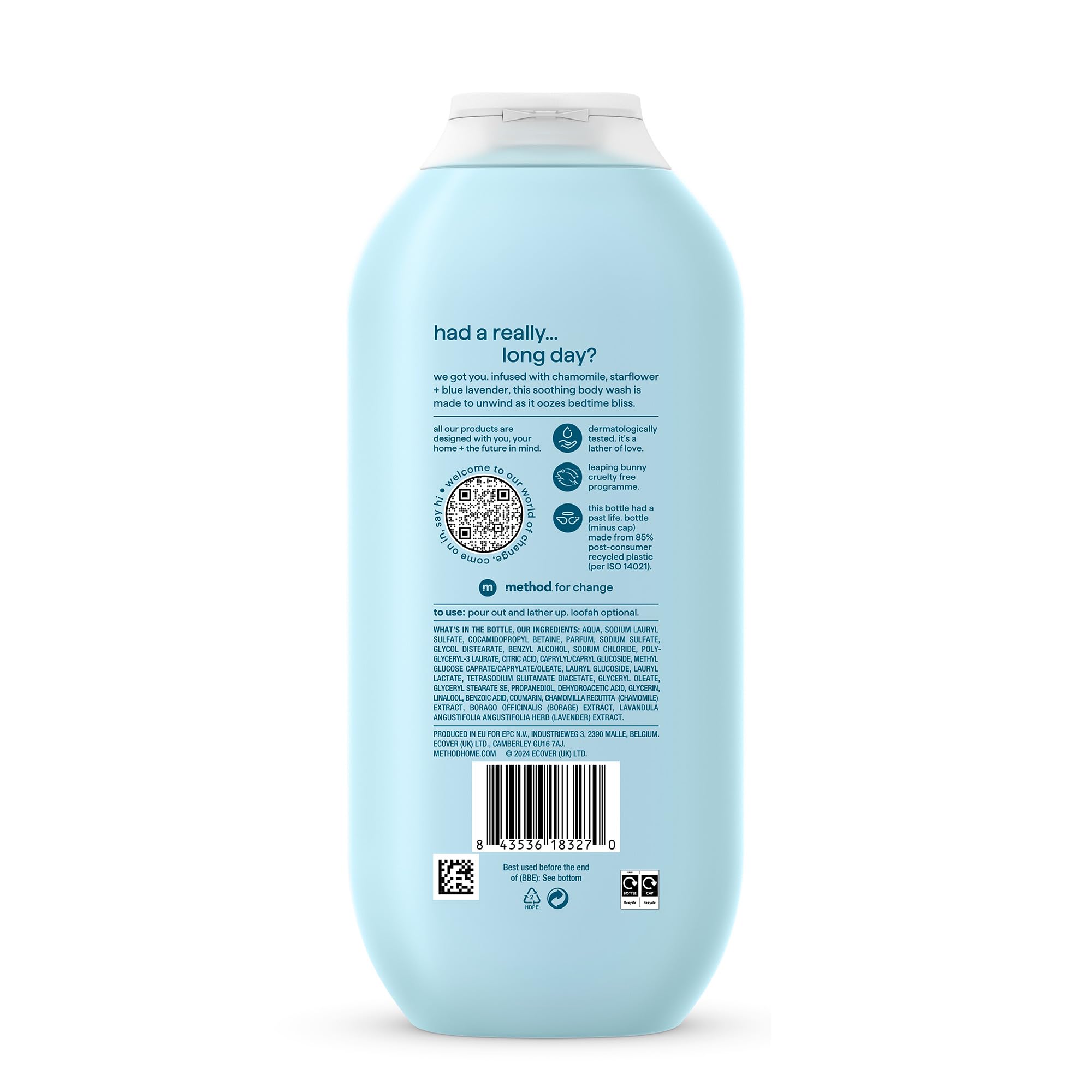 Method Body Wash Wind Down Shower Gel with Chamomile, Starflower and Blue Lavender