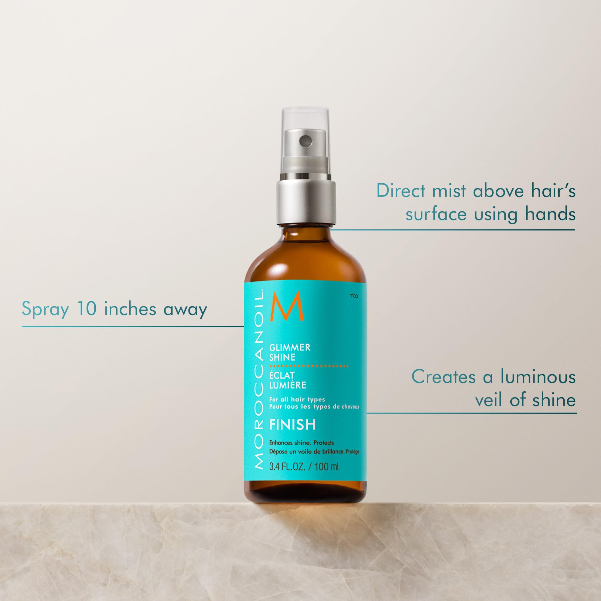 Moroccanoil Glimmer Shine Spray for Enhanced Brightness and Environmental Defense, 100 ml 3