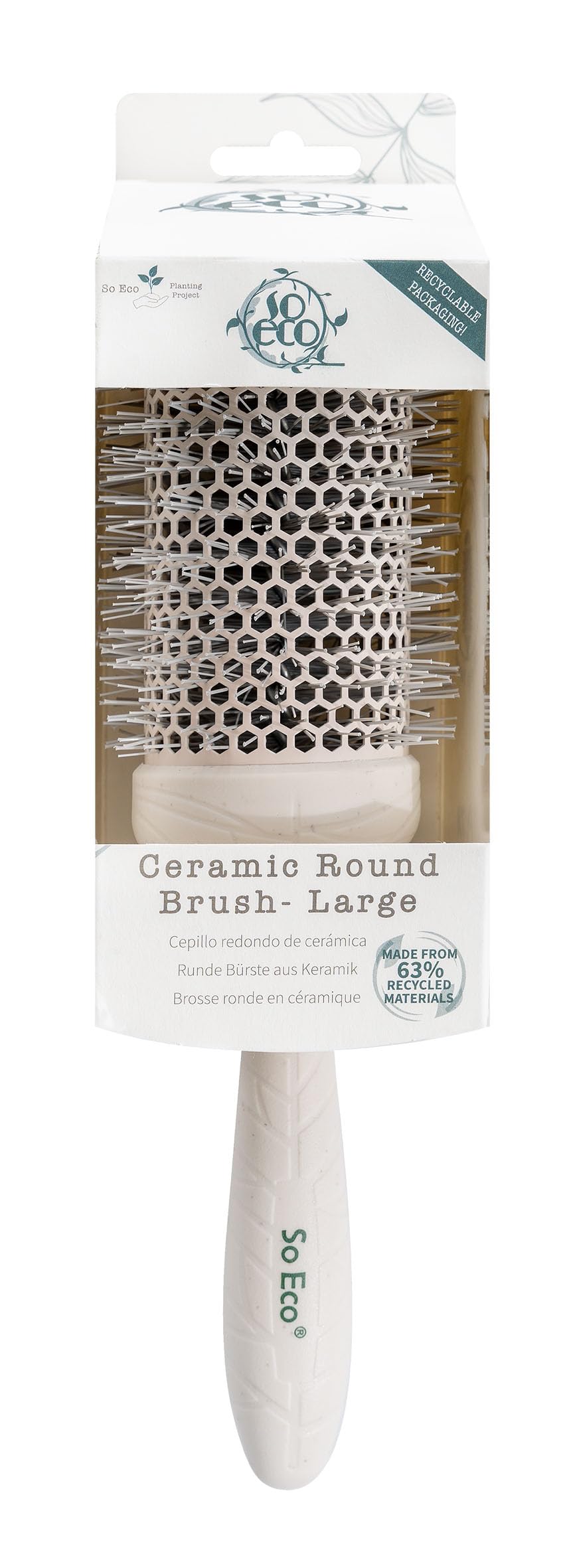 So Eco Large 53mm Thermo Ceramic Round Brush for Long Hair Styling, Volume & Curls