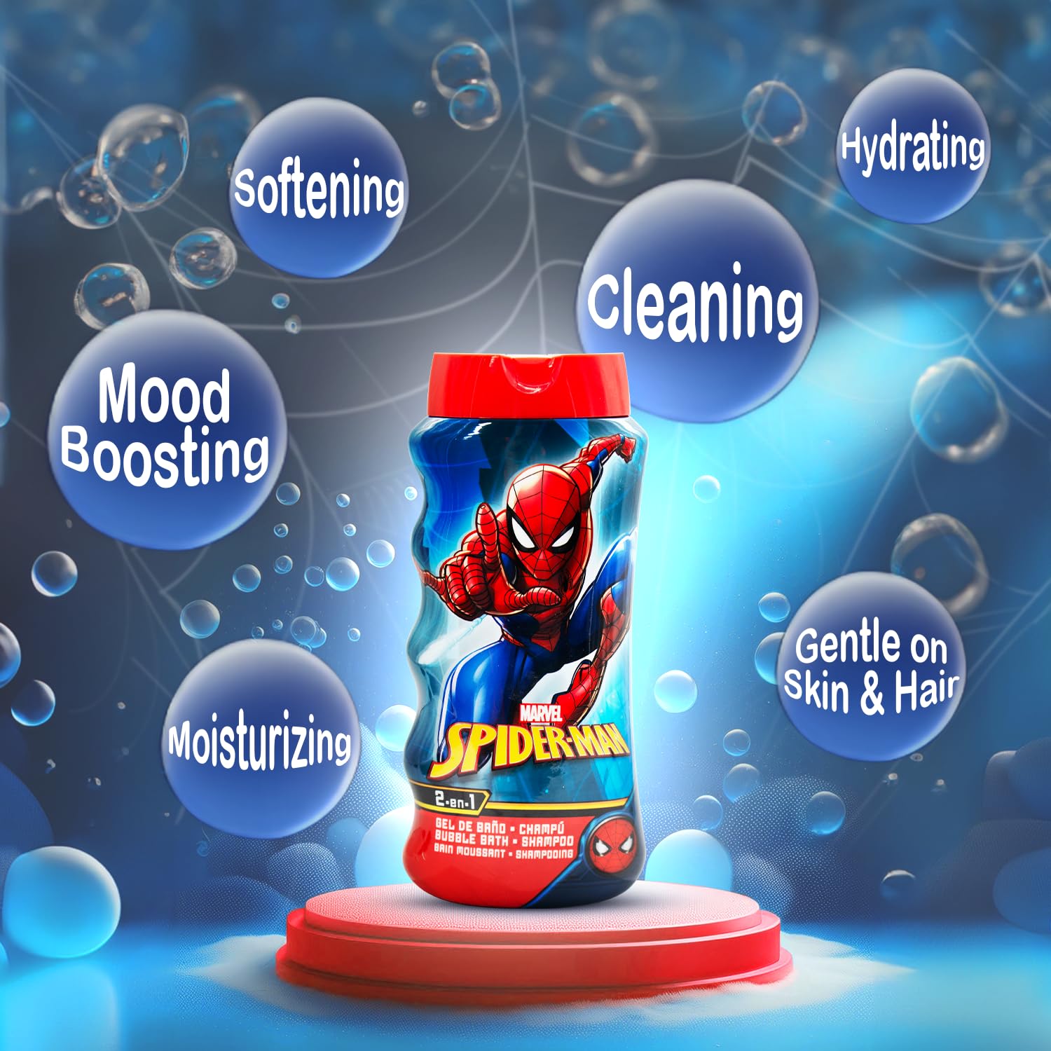 JingHe Spiderman 2-in-1 Kids Bubble Bath & Shampoo with Vitamin E & A 6