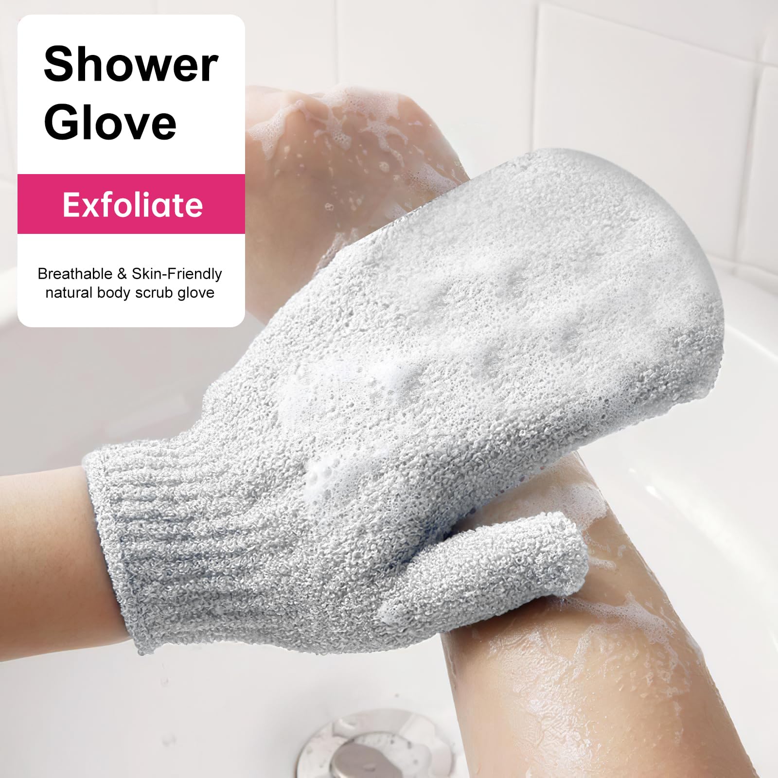 Lafefe 6pcs Exfoliating Shower Gloves Mitts for Dead Skin Removal and Pore Cleansing 5